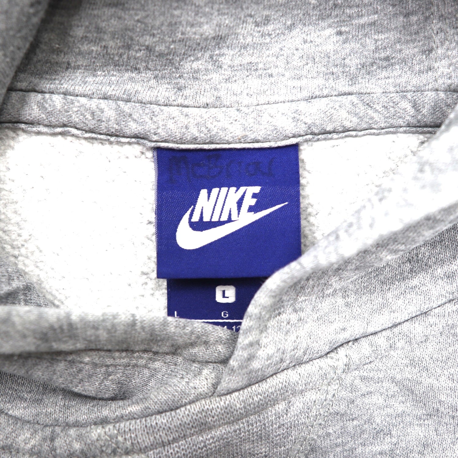 NIKE Pullover HOODIE L Gray One Point Logo embroidery brushed