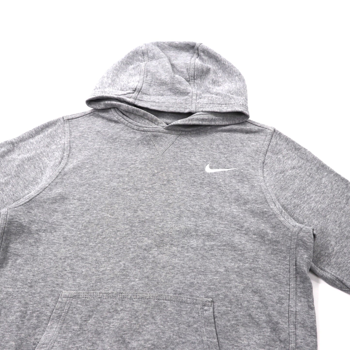 NIKE Pullover HOODIE L Gray One Point Logo embroidery brushed