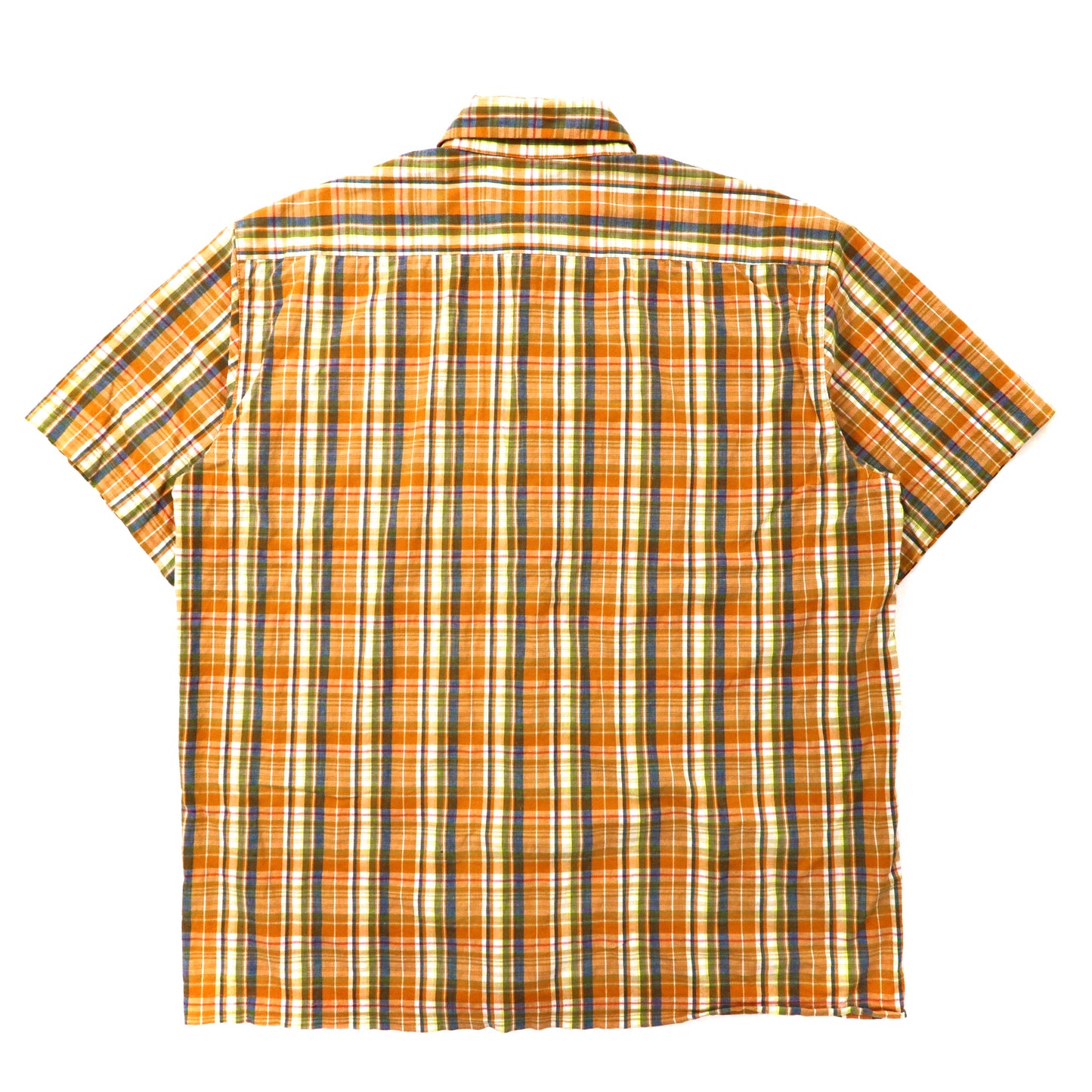 Stussy 半袖チェックシャツ M オレンジ コットン 紺タグ 90年代 USA製