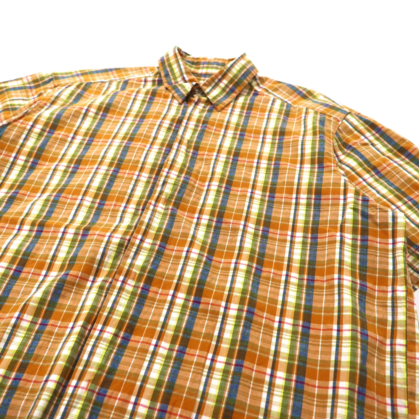 Stussy 半袖チェックシャツ M オレンジ コットン 紺タグ 90年代 USA製
