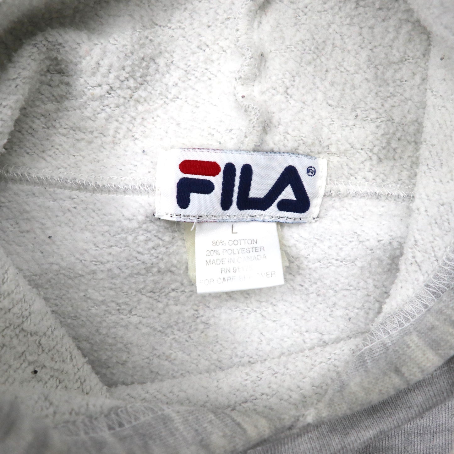 FILA ビッグサイズ ロゴプリントパーカー L グレー コットン 裏起毛 90年代 USA製