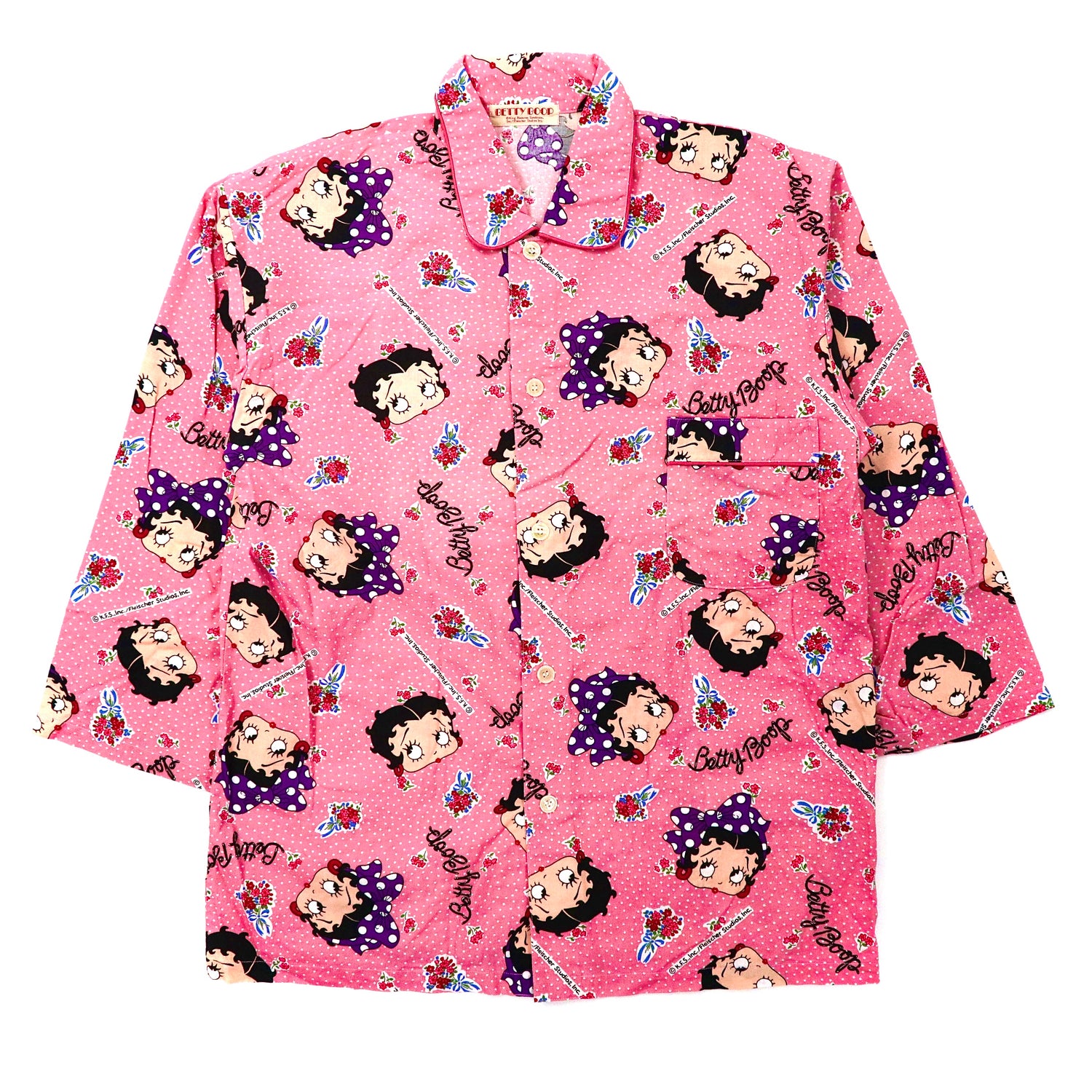 BETTY BOOP Pajamas Easy Setup L Pink Cotton Patterned Betty Boop