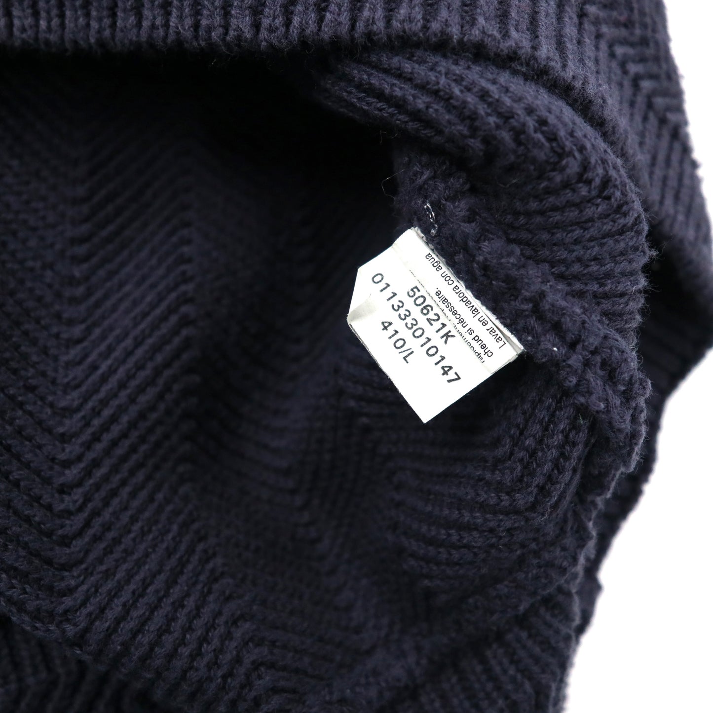 CHAPS ビッグサイズ ヘリンボーンニット セーター L ネイビー コットン ワンポイントロゴ刺繍 90年代