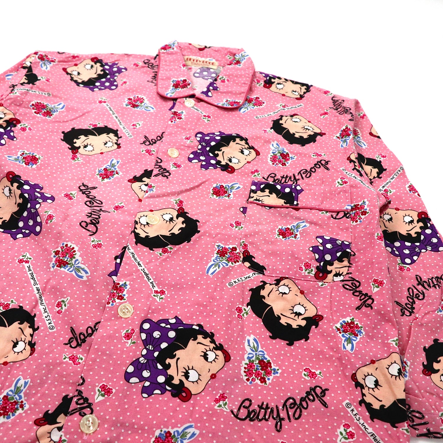 BETTY BOOP Pajamas Easy Setup L Pink Cotton Patterned Betty Boop