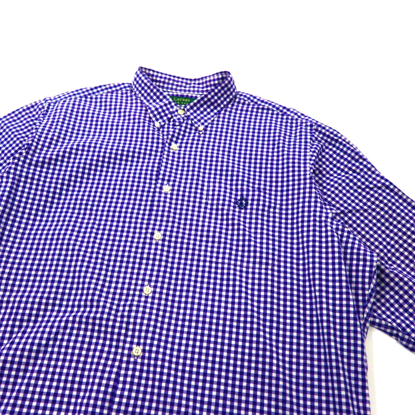 RALPH LAUREN ボタンダウンシャツ 17.5 ブルー チェック ビッグサイズ スリランカ製