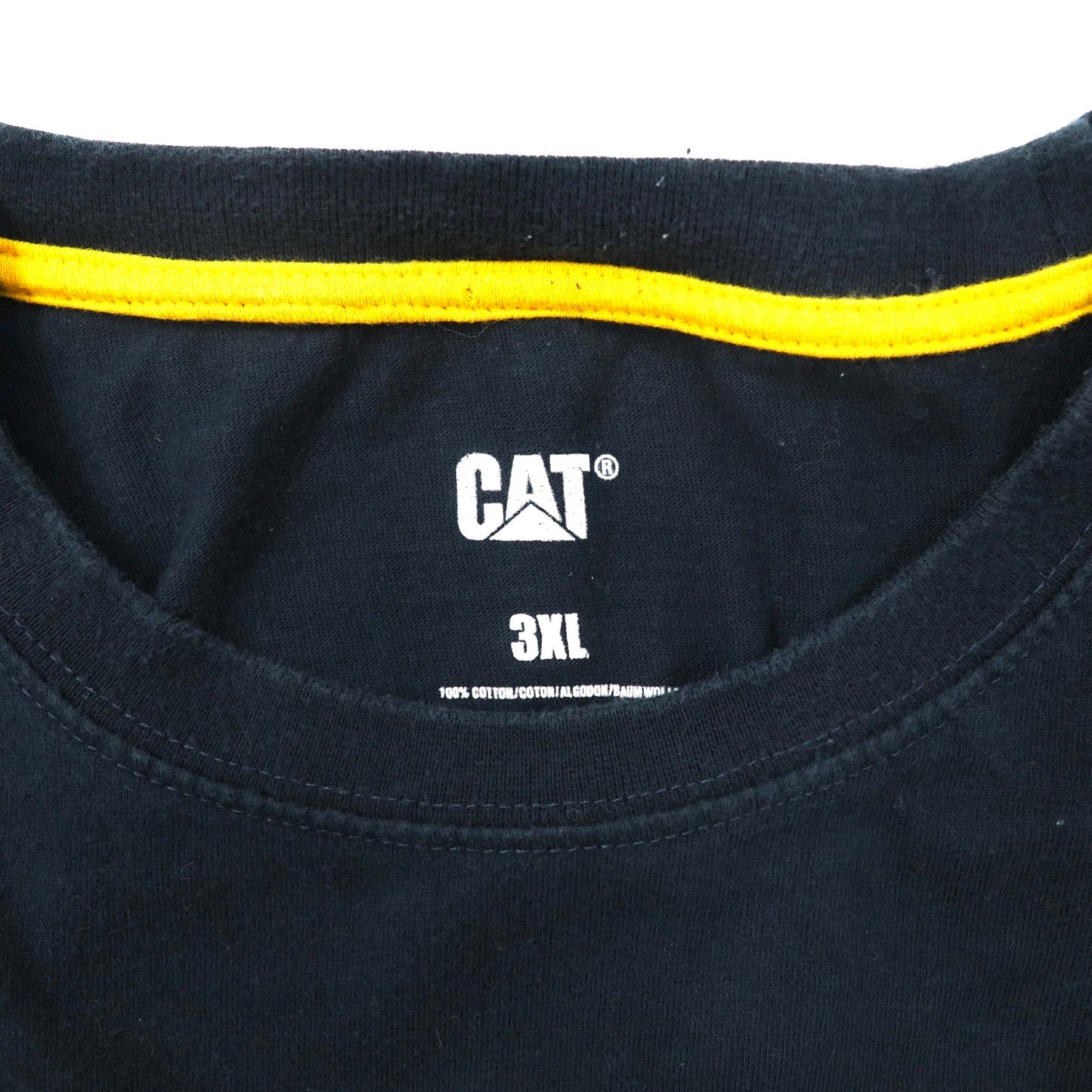 CAT ビッグサイズ ロングスリーブTシャツ 3XL ネイビー コットン ロゴプリント 袖ロゴ パキ綿