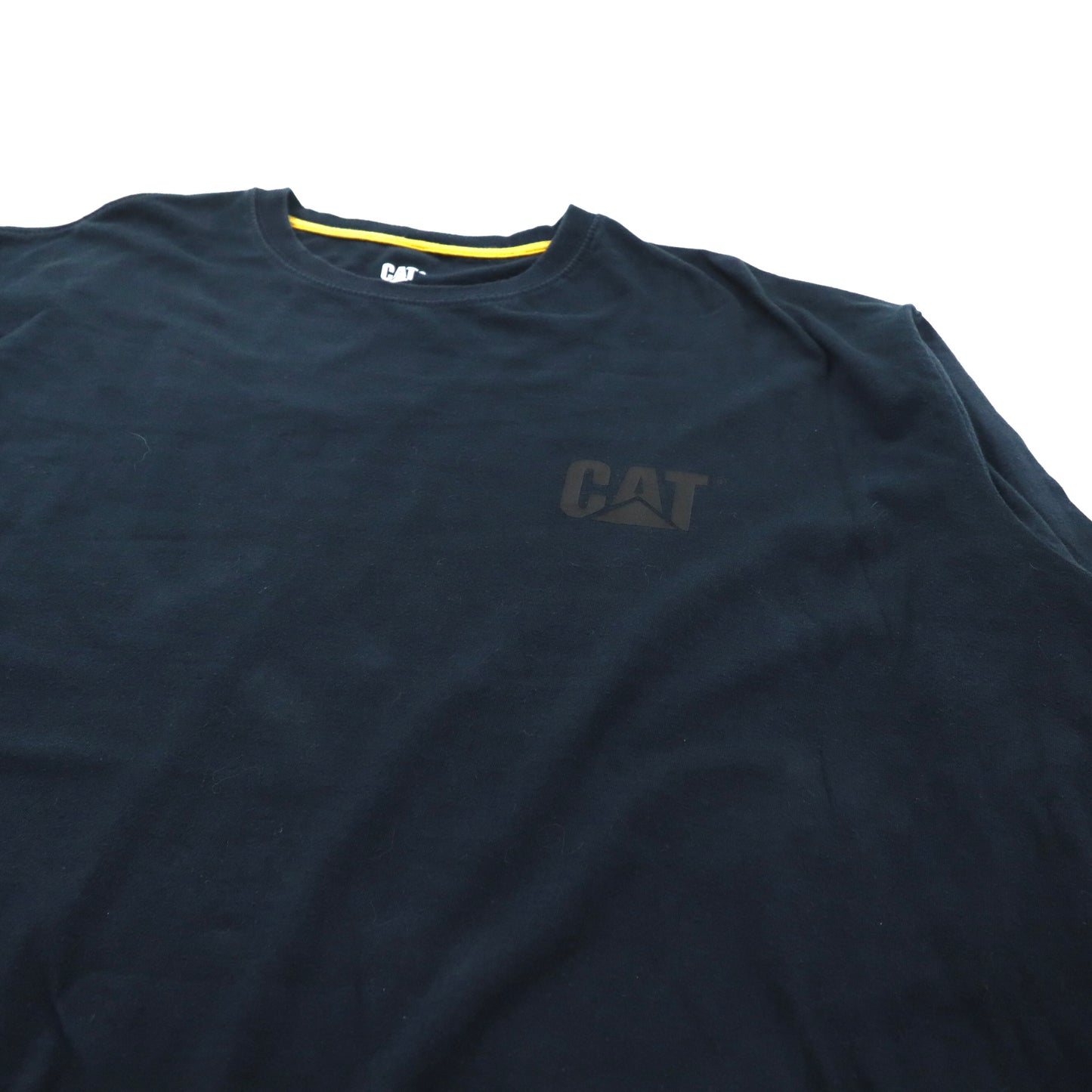 CAT ビッグサイズ ロングスリーブTシャツ 3XL ネイビー コットン ロゴプリント 袖ロゴ パキ綿