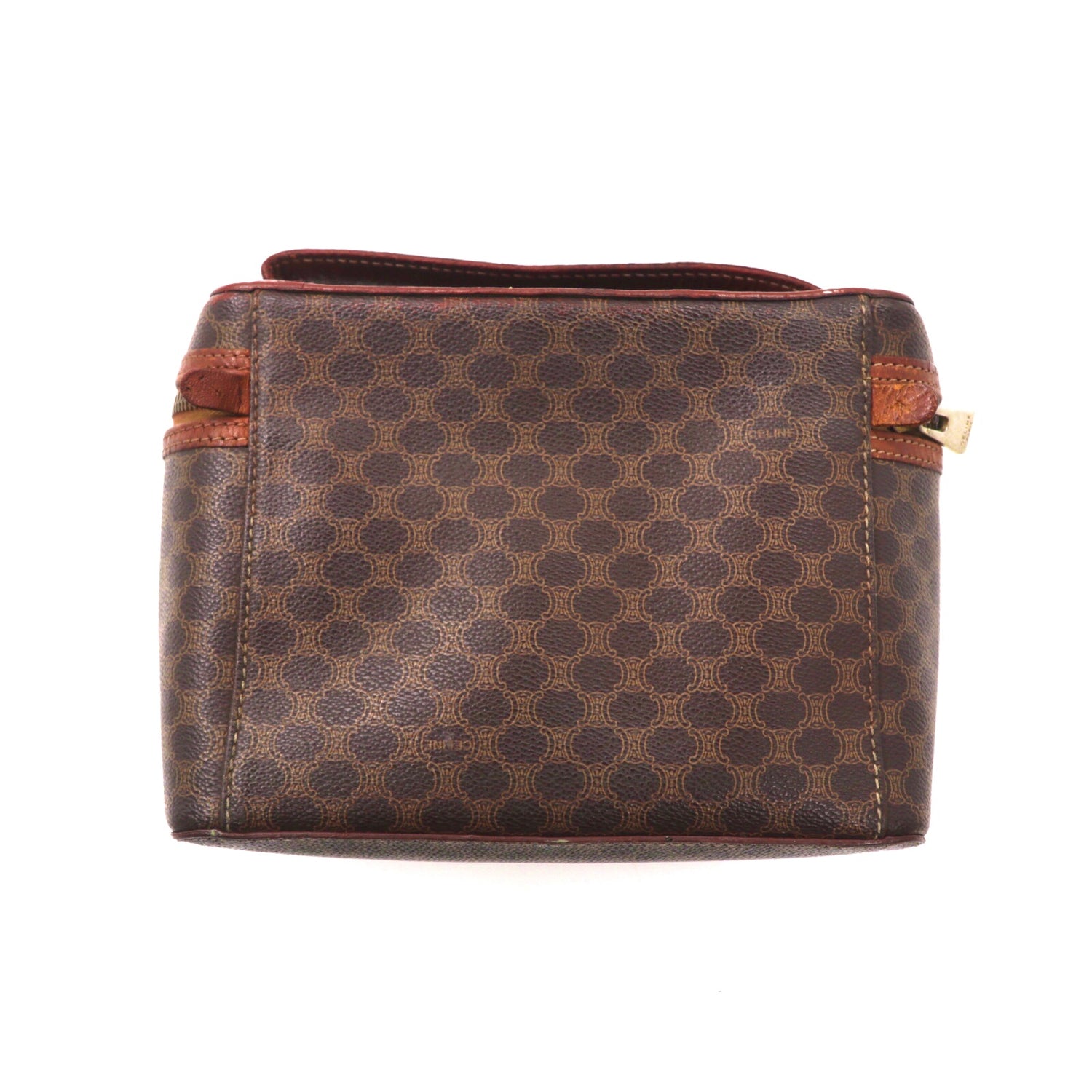 CELINE Vanity Pouch Case Brown Macadam Pattern MC96 Old Made