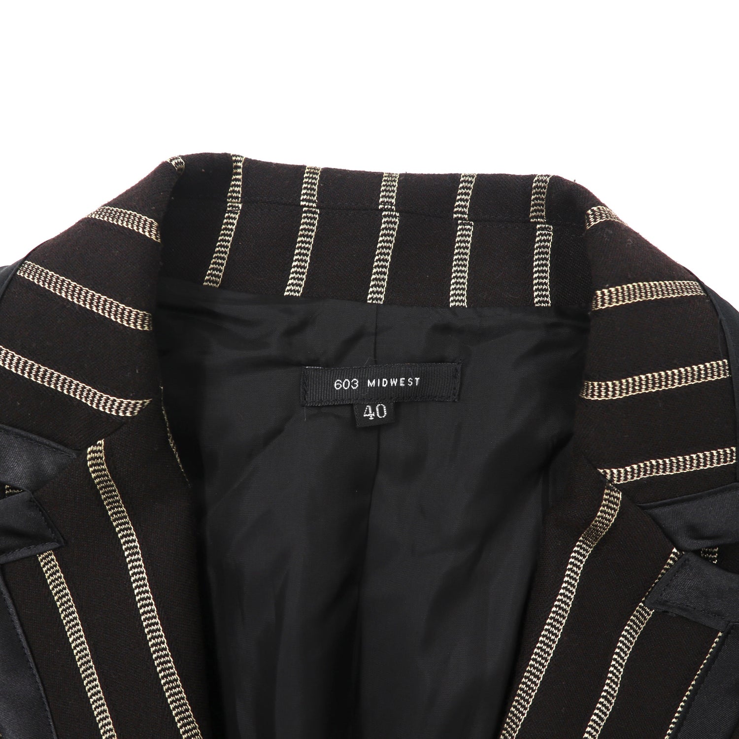 603 MIDWEST Tailored Jacket 40 Black Striped Japan Made – 日本然リトテ