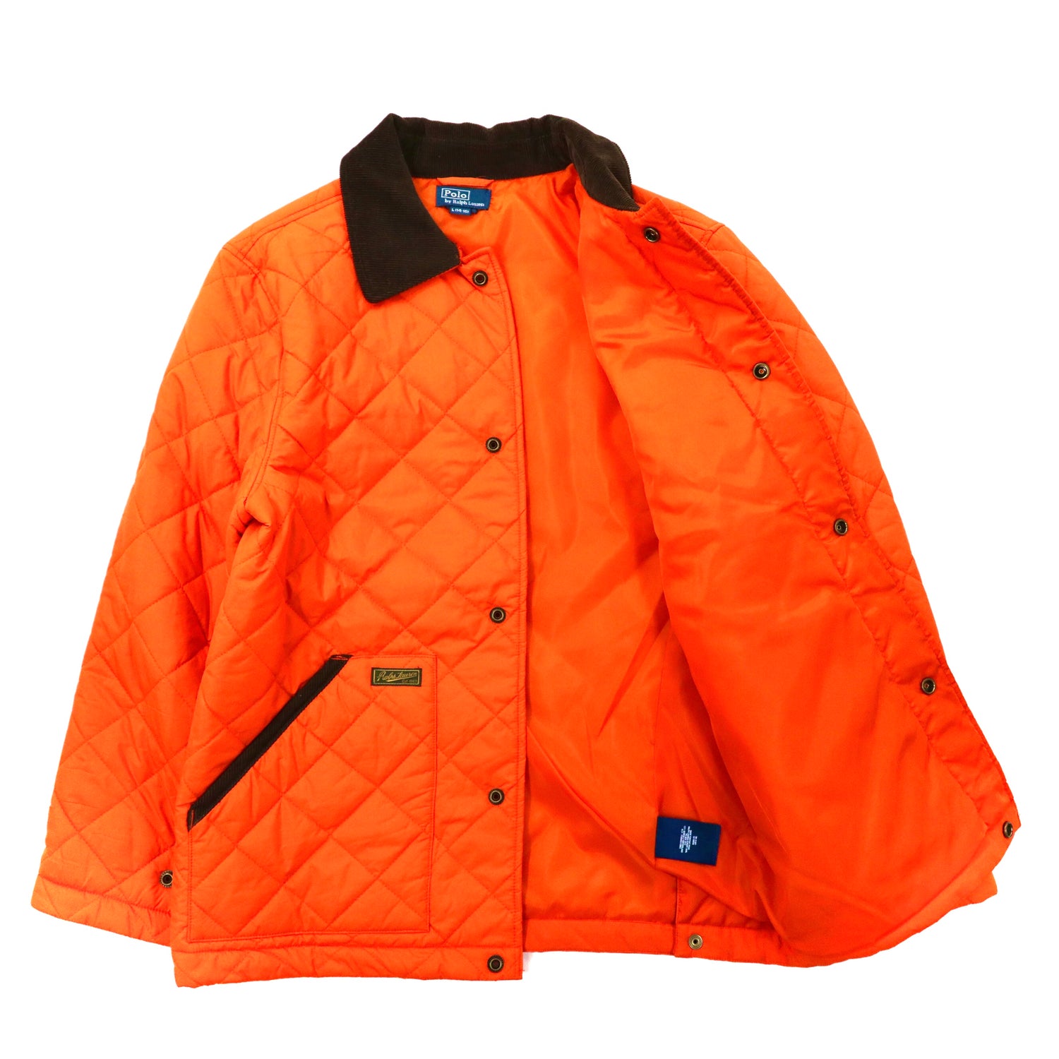 POLO BY RALPH LAUREN QUILTED JACKET L Orange Corduroy Collar Small