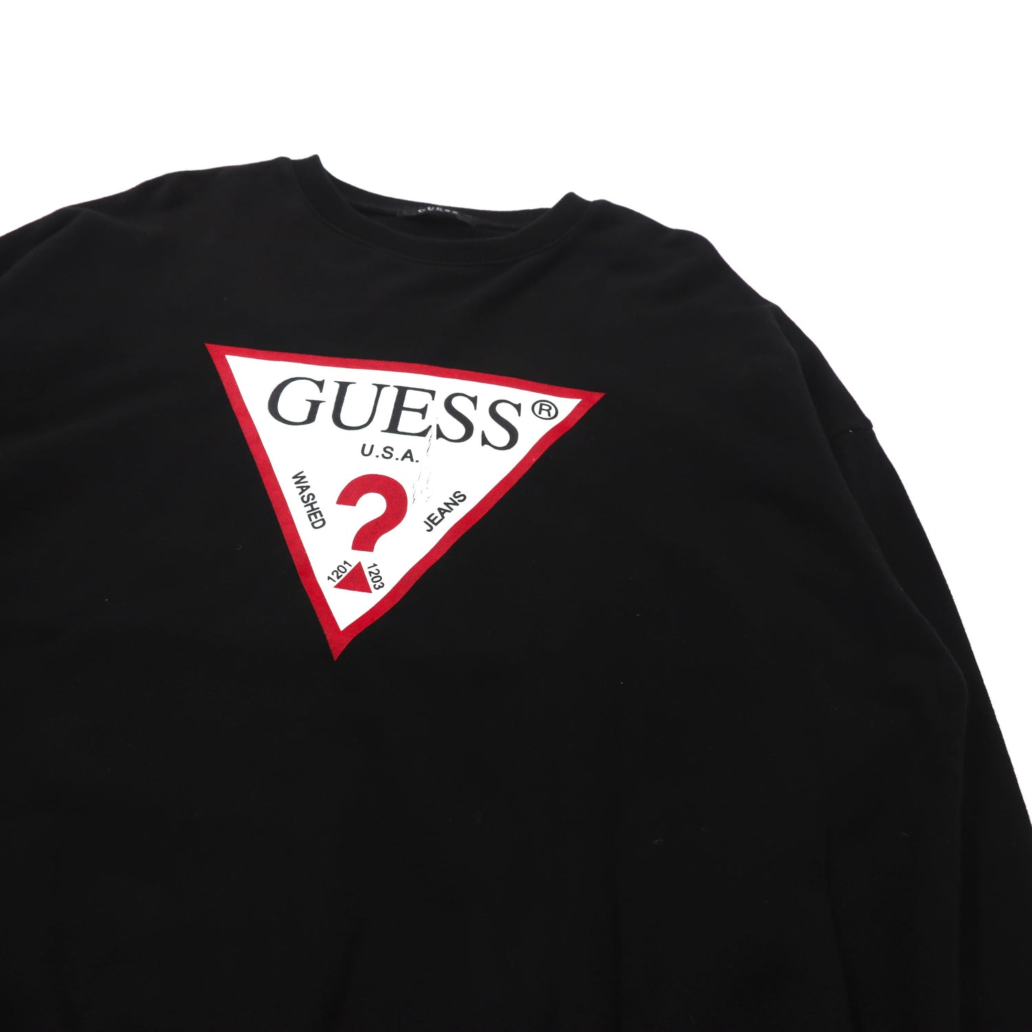 GUESS Big Size Sweatshirt M Black Cotton Logo Print – 日本然リトテ