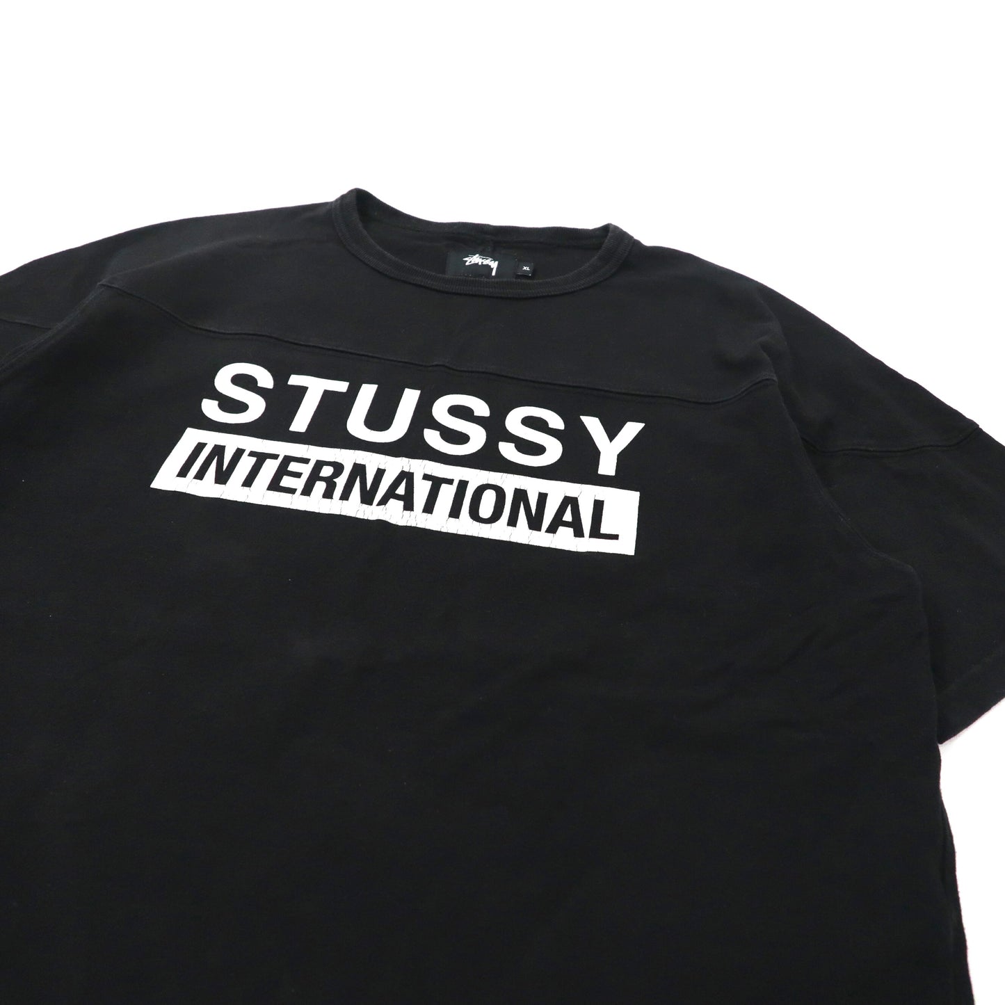 Stussy Big Size Logo Tee T-Shirt XL Black Cotton Heavy Weight International