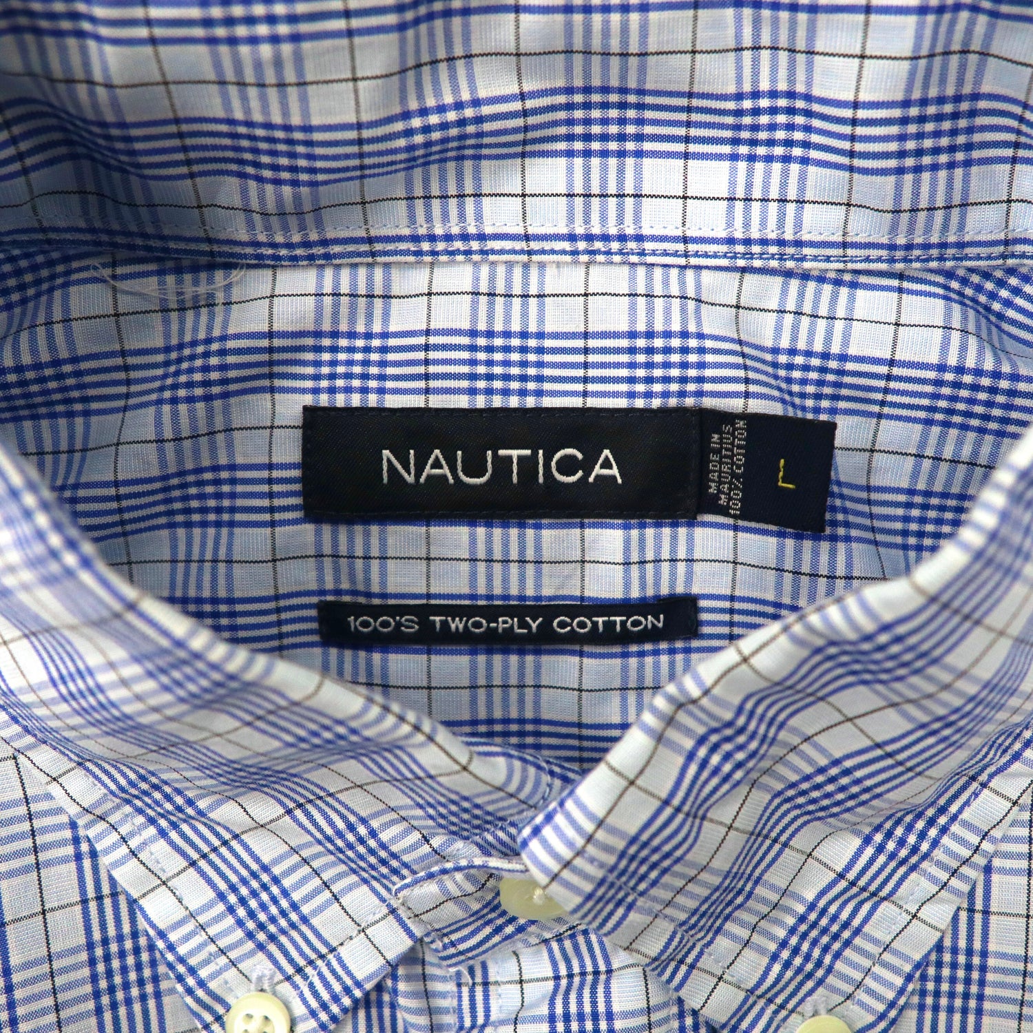 NAUTICA ビッグサイズ ボタンダウンシャツ L ブルー チェック