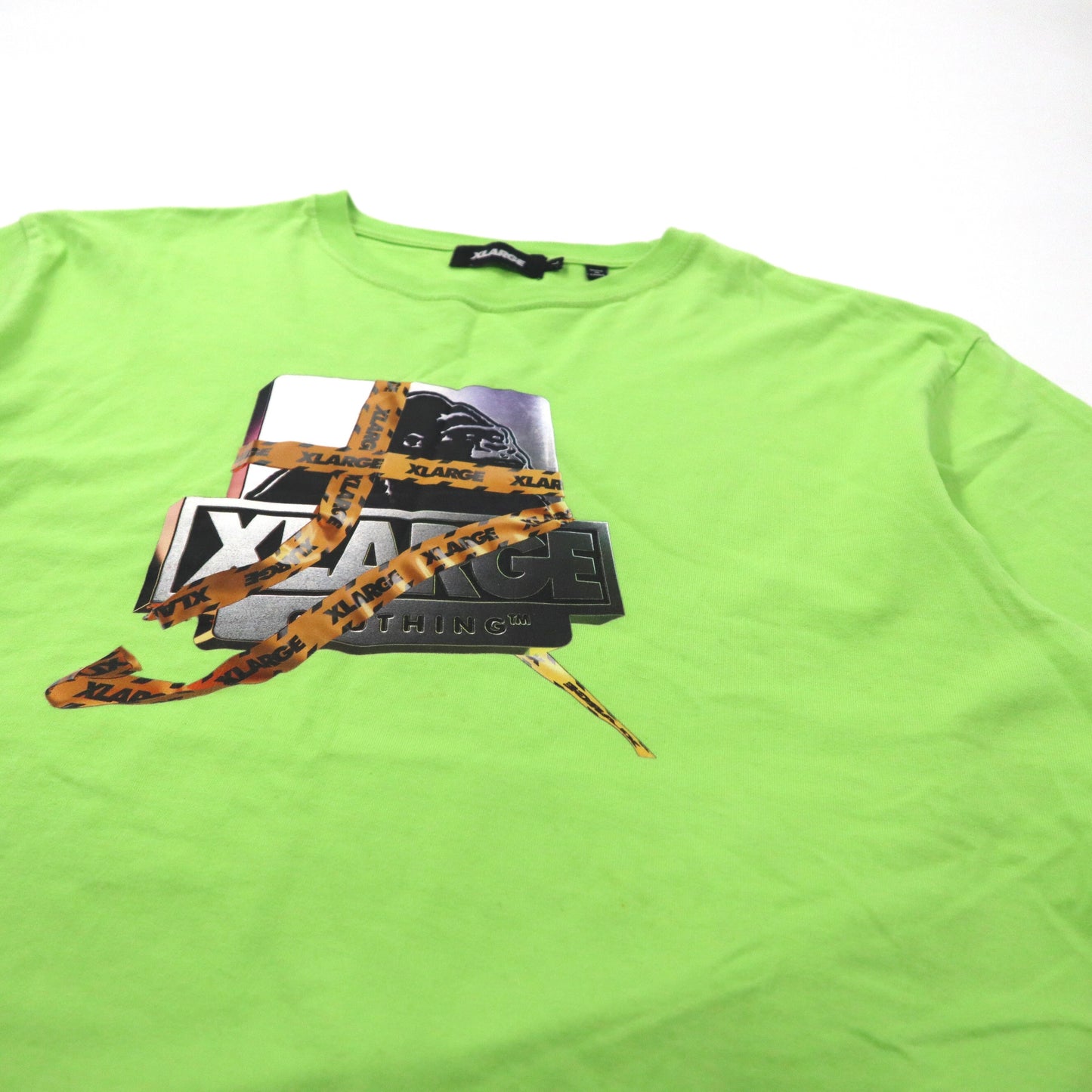 X-LARGE ビッグサイズ ロゴプリントTシャツ L グリーン コットン