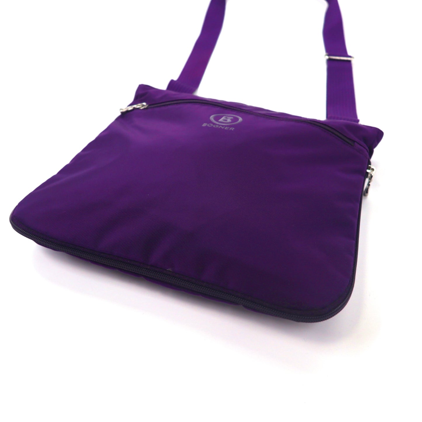 Bogner Shoulder Bag Purple Nylon Pouch Detached/Gusset Adjustable