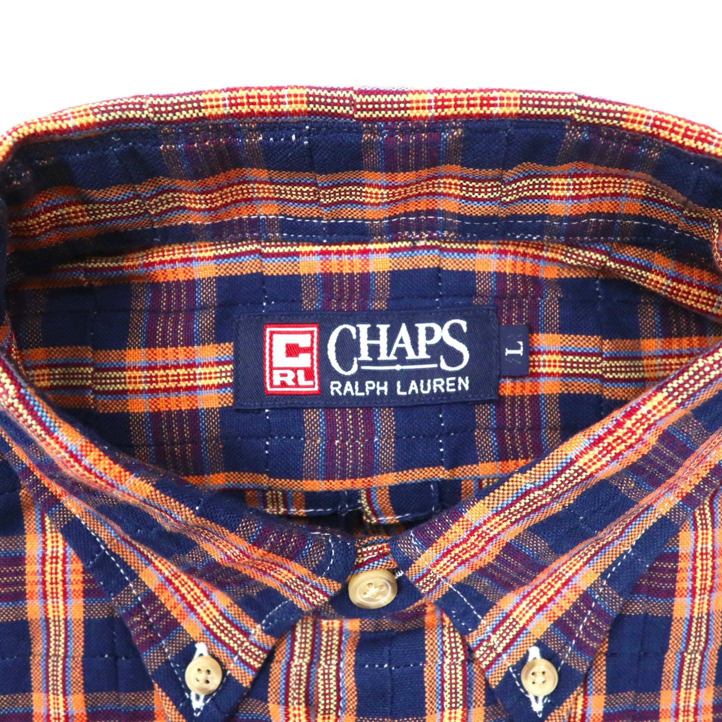 CHAPS RALPH LAUREN ボタンダウンシャツ L ブルー チェック コットン 未使用品