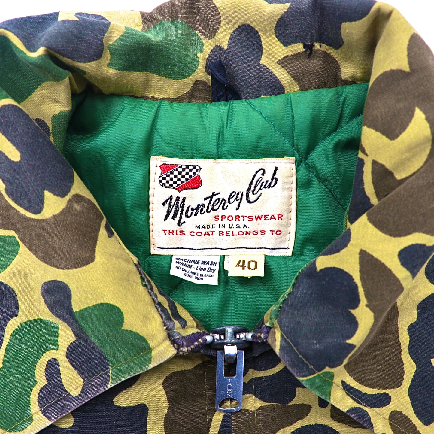 Monterey Club SPORTSWEAR ハンティングジャケット 40 カモフラ ダックハンター TALONジップ USA製