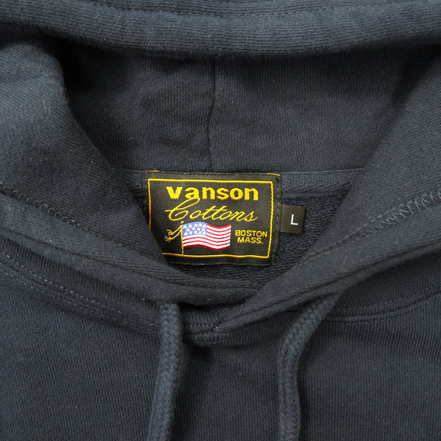 Vanson プルオーバー パーカー L ネイビー コットン スカルプリント ビッグサイズ