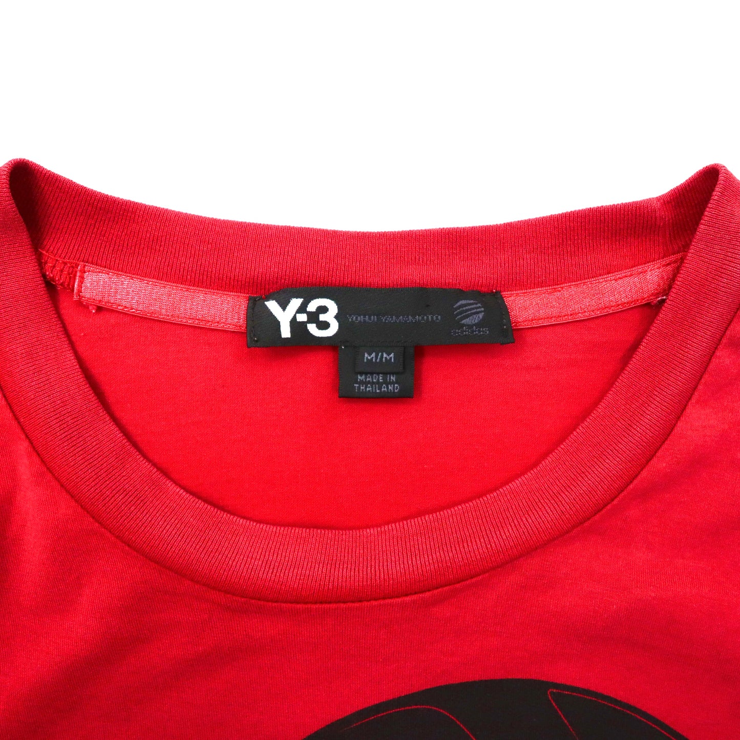 Y-3 グラフィックTシャツ M レッド コットン ヘッドフォン