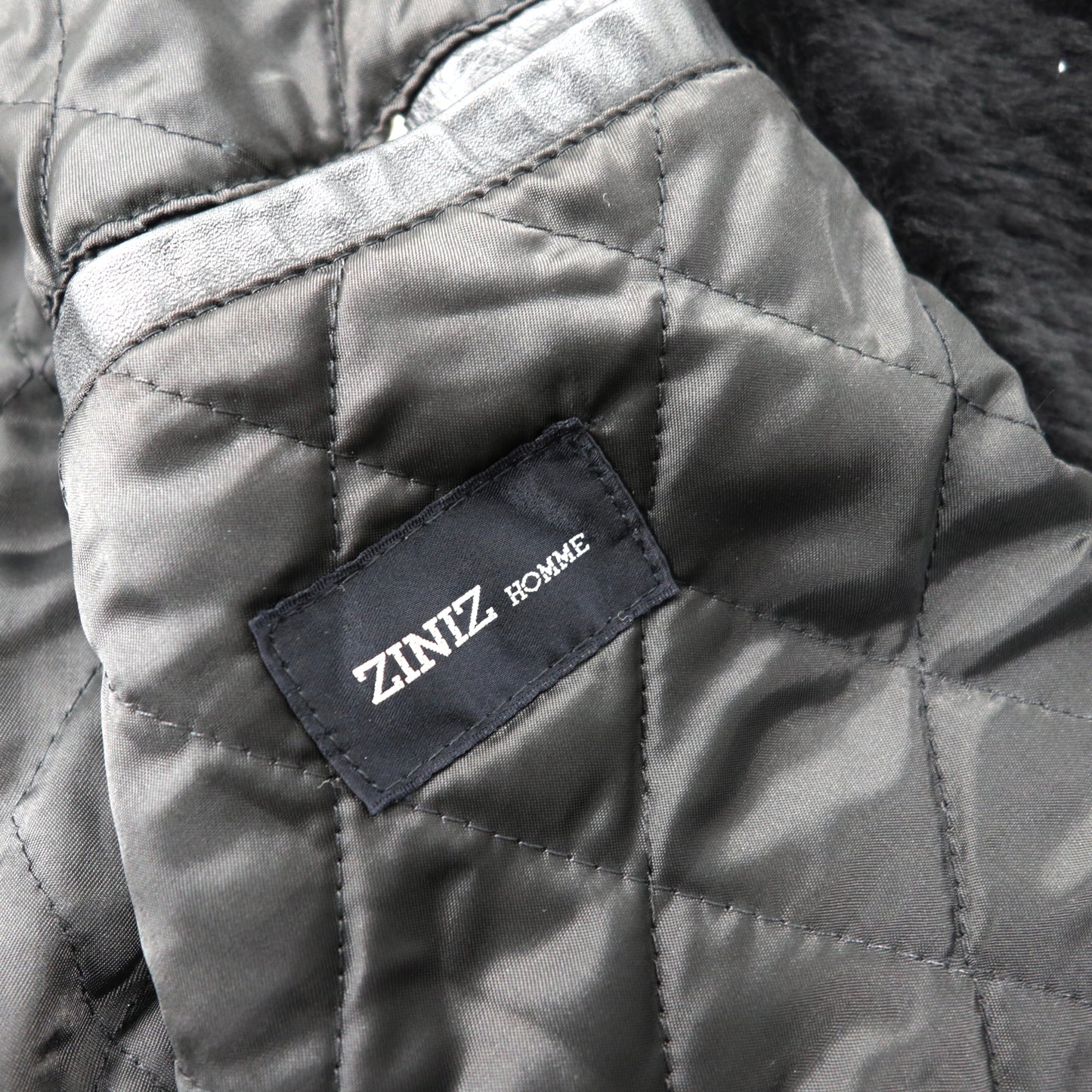 ZINIZ HOMME ダブルブレスト レザーコート XL ブラック ファー キルティングライナー ドローコード