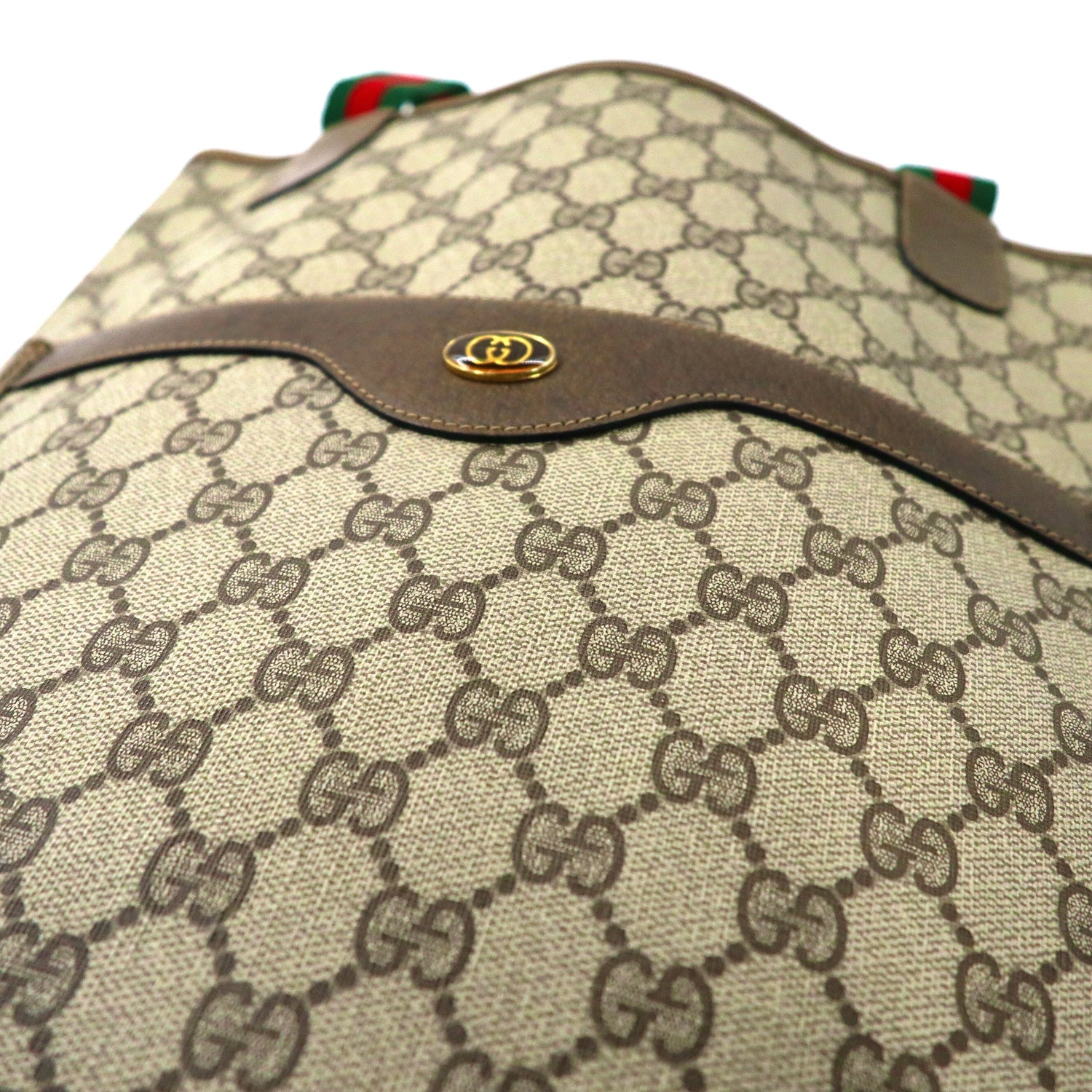 GUCCI Tote Bag Beige PVC Sherry Line GG Pattern Vintage Gucci 
