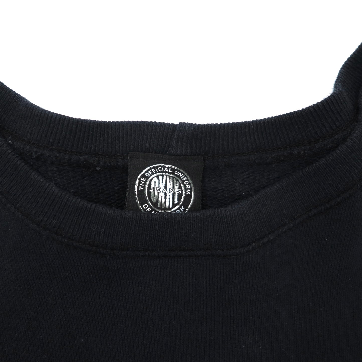 DKNY JEANS クルーネックスウェット M ブラック コットン ロゴ刺繍 90年代
