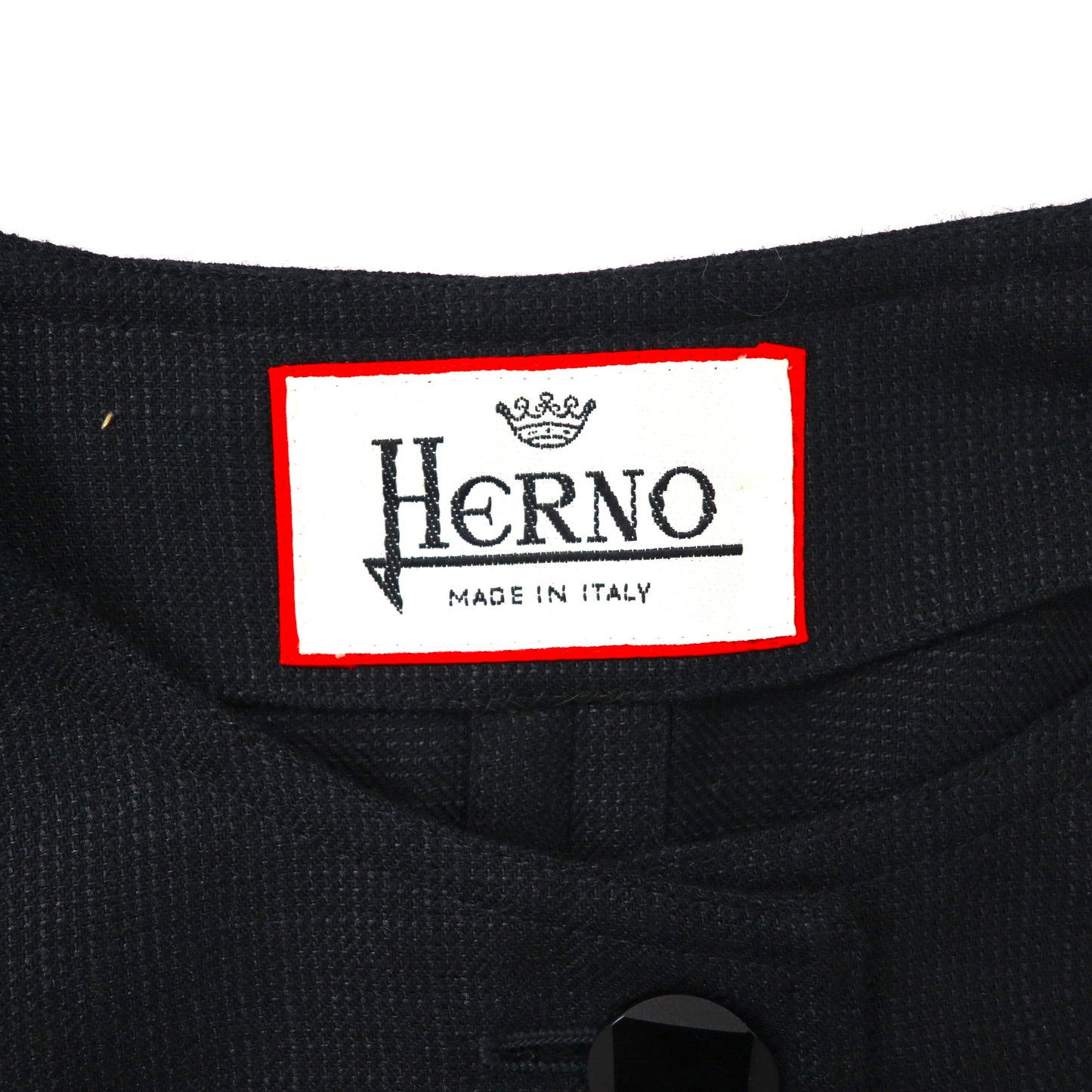 HERNO ノーカラージャケット 46 ブラック ウール イタリア製