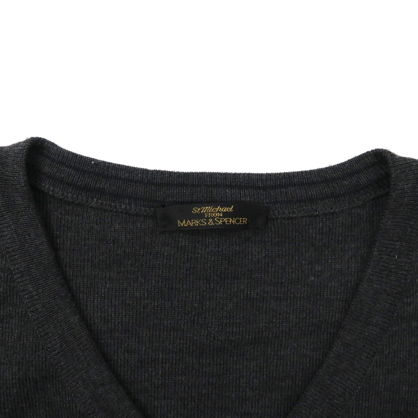 ITALY V-Neck Knit Sweater Vネックニット セーター L グレー メリノウール ビッグサイズ  MARKS & SPENCER イタリア製