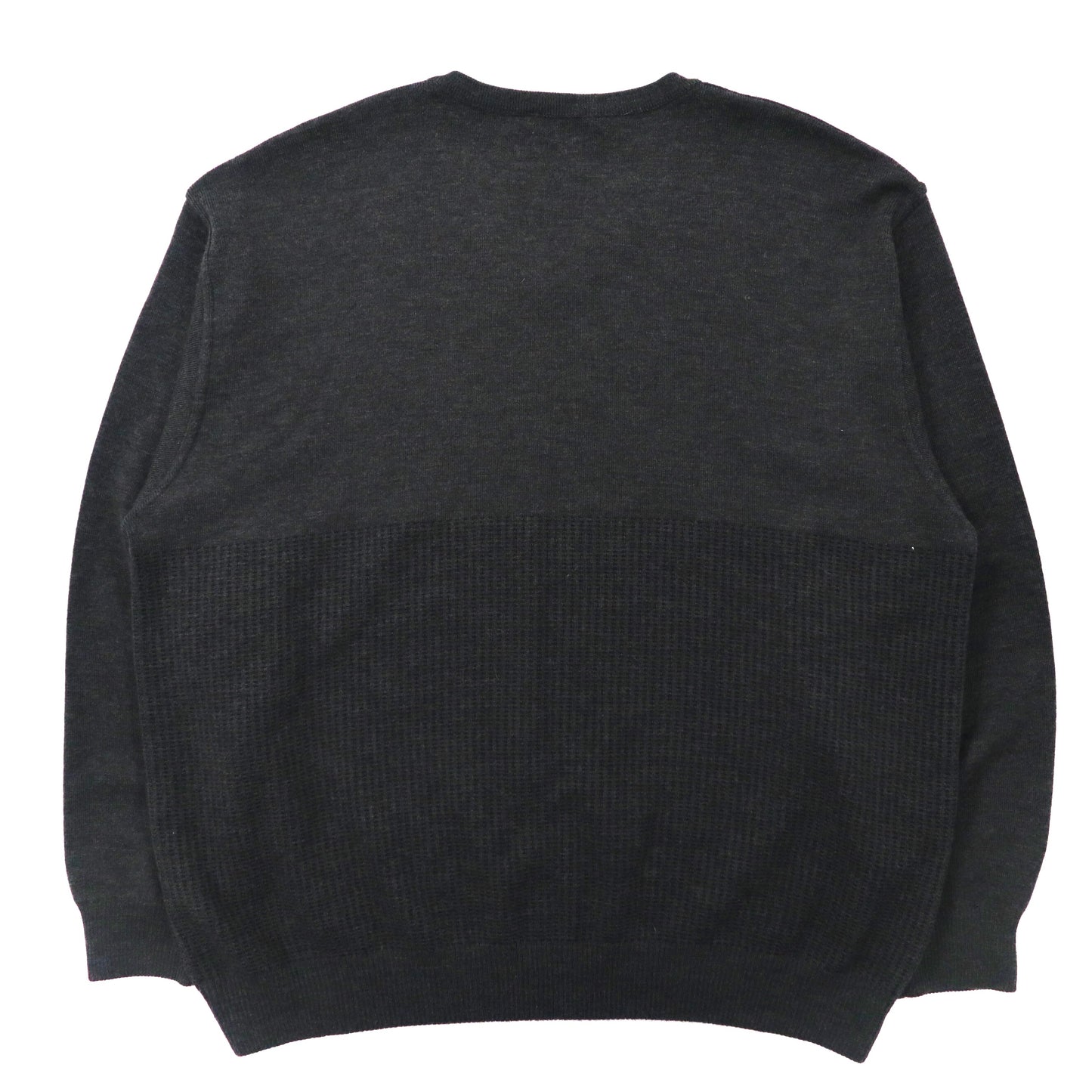 ITALY V-Neck Knit Sweater Vネックニット セーター L グレー メリノウール ビッグサイズ  MARKS & SPENCER イタリア製