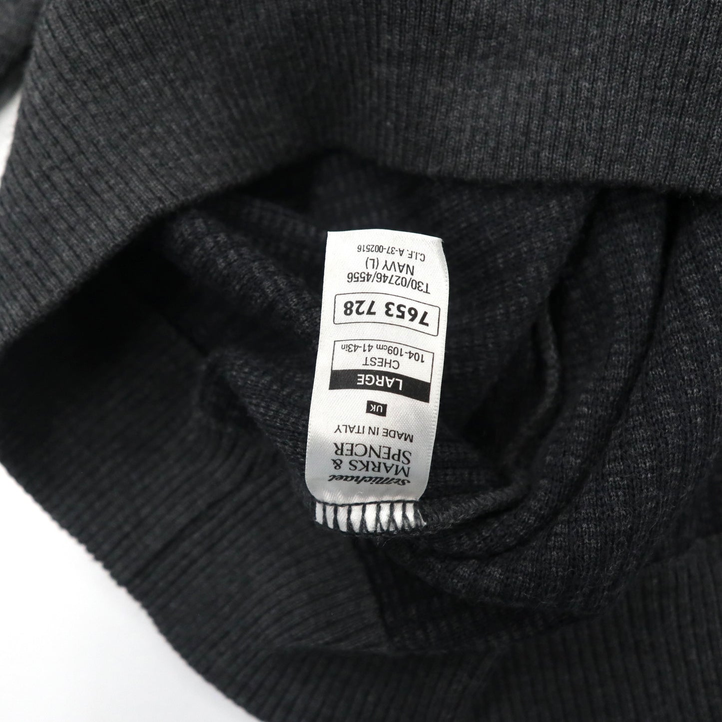 ITALY V-Neck Knit Sweater Vネックニット セーター L グレー メリノウール ビッグサイズ  MARKS & SPENCER イタリア製