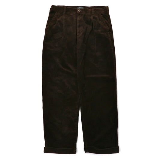 Wide Pleated Corduroy Pants 2タック ワイド コーデュロイパンツ 34 ブラウン コットン croft & barrow