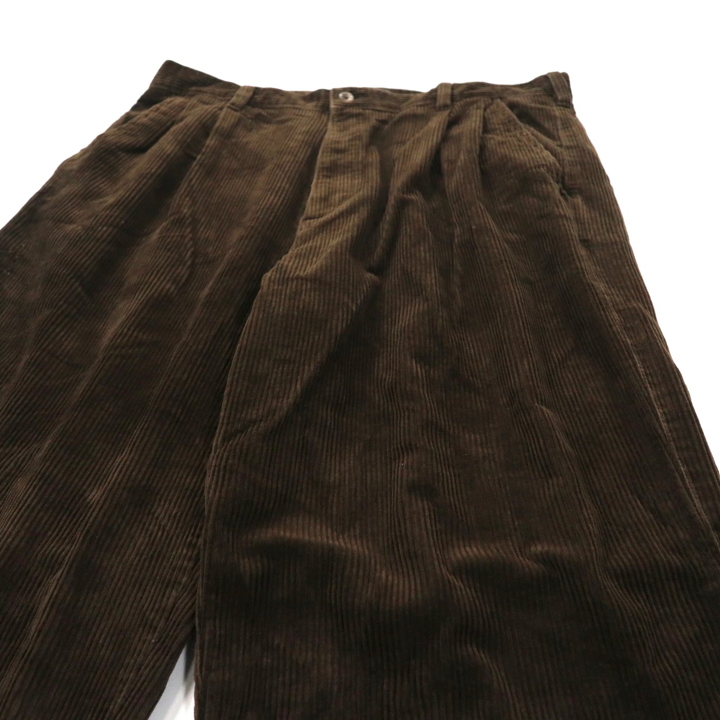 Wide Pleated Corduroy Pants 2タック ワイド コーデュロイパンツ 34 ブラウン コットン croft & barrow