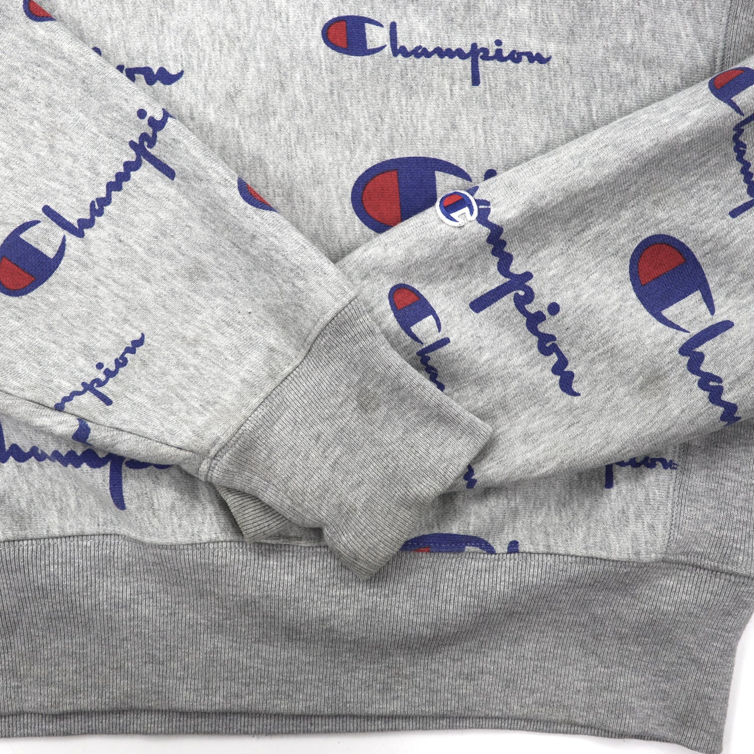 CHAMPION Reverse Weave Sweatshirt L Gray Cotton Script logo