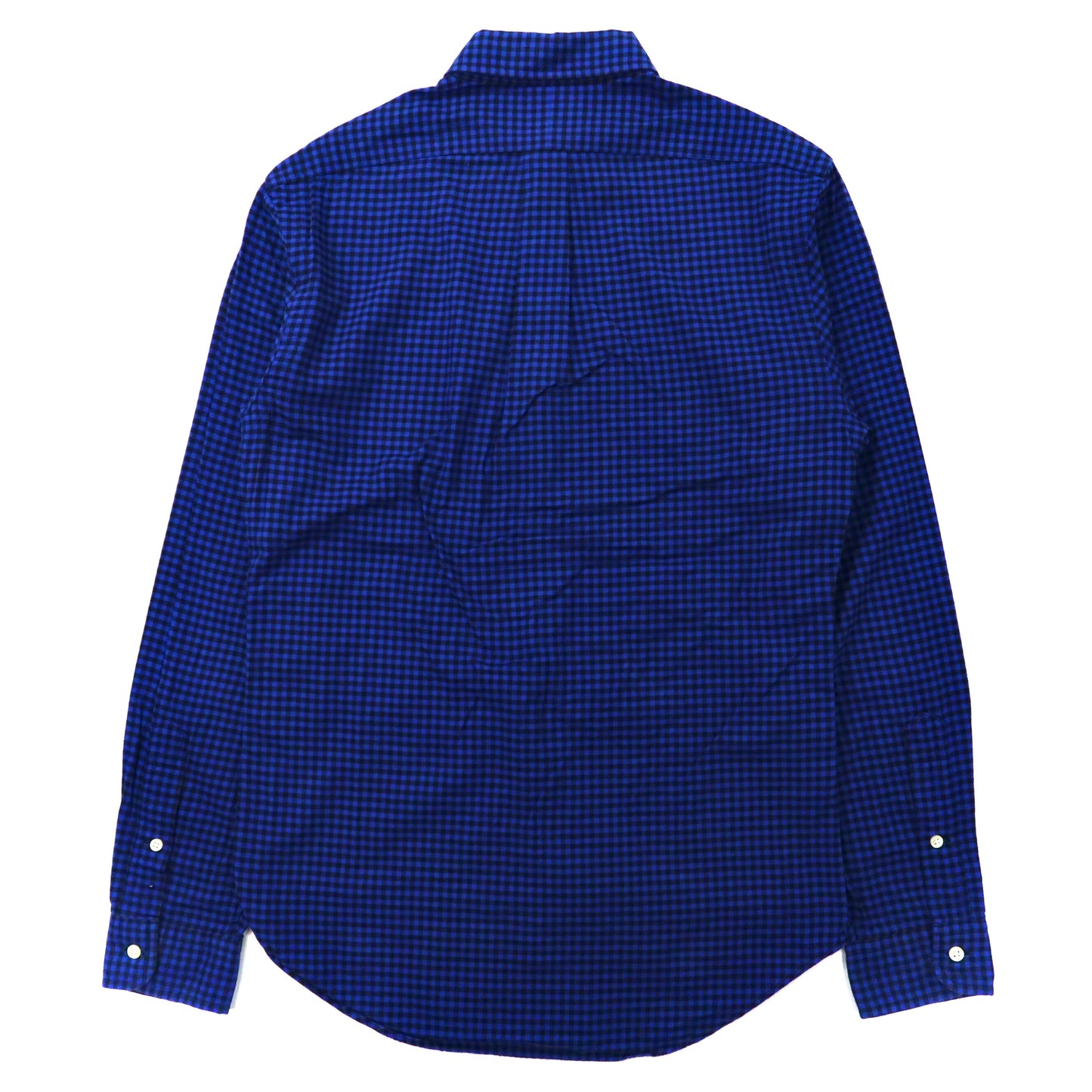 RALPH LAUREN ボタンダウンシャツ 170 ブルー チェック コットン SLIM FIT スモールポニー刺繍