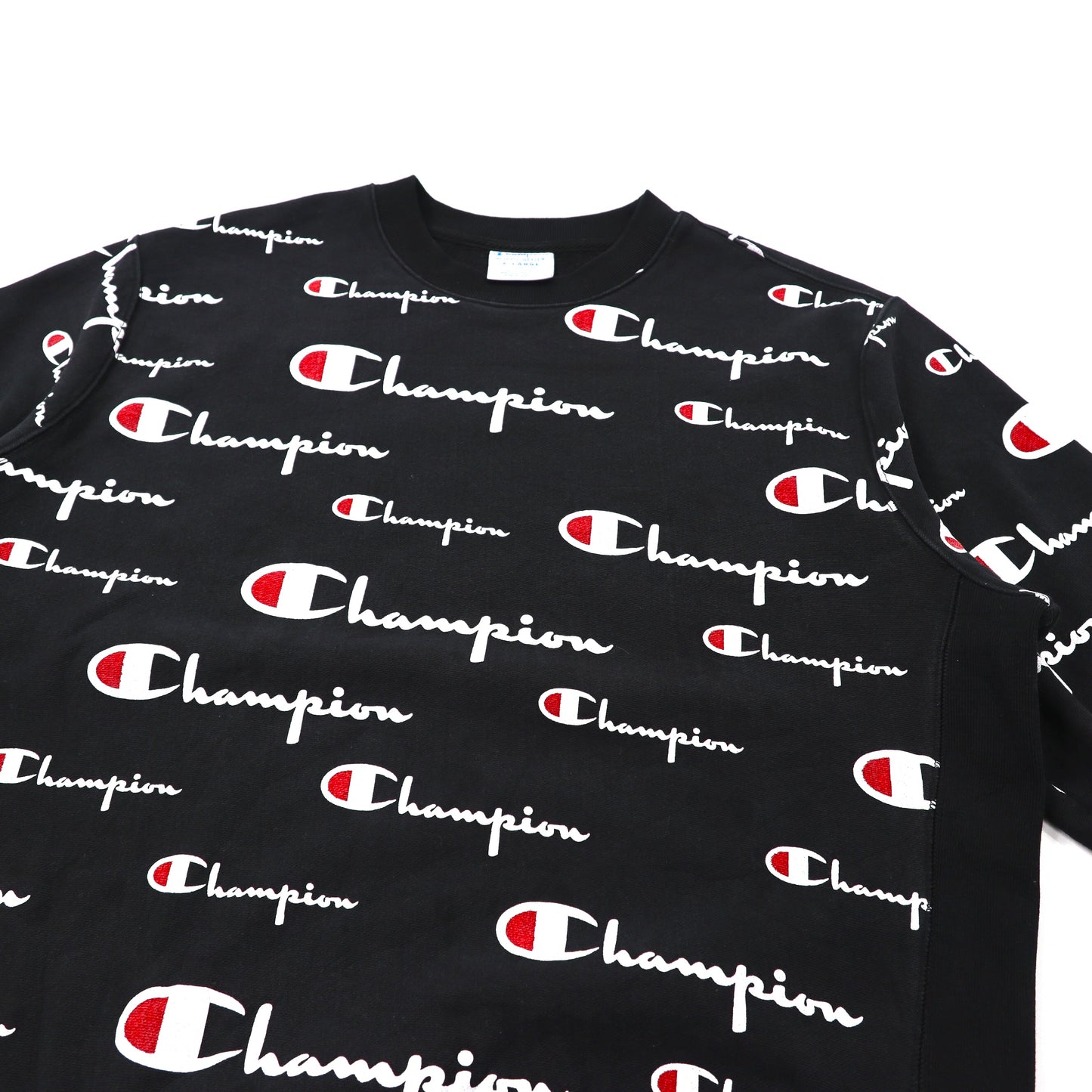 Champion リバースウィーブスウェット XL ブラック コットン REVERSE WEAVE スクリプトロゴ総柄