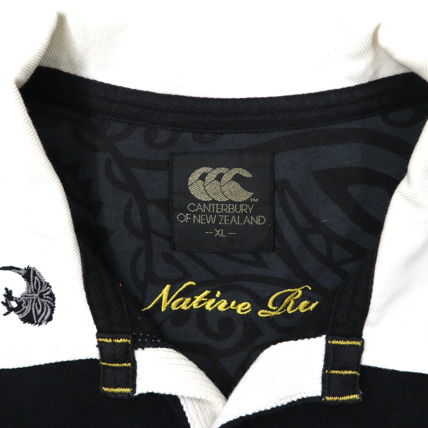 CANTERBURY ビッグサイズ ラガーシャツ XL ブラック コットン ロゴ刺繍 NEW ZEALAND