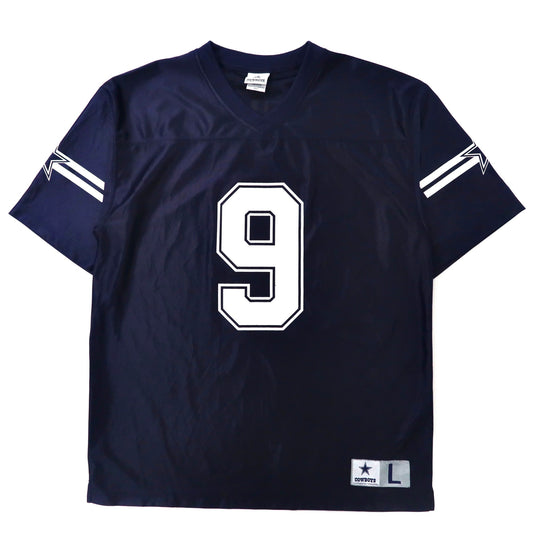 日本然リトテ-古着オンライン-COWBOYS AUTHENTIC APPAREL ゲームシャツ L ネイビー ポリエステル NFL Dallas Cowboys ナンバリング ビッグサイズ-