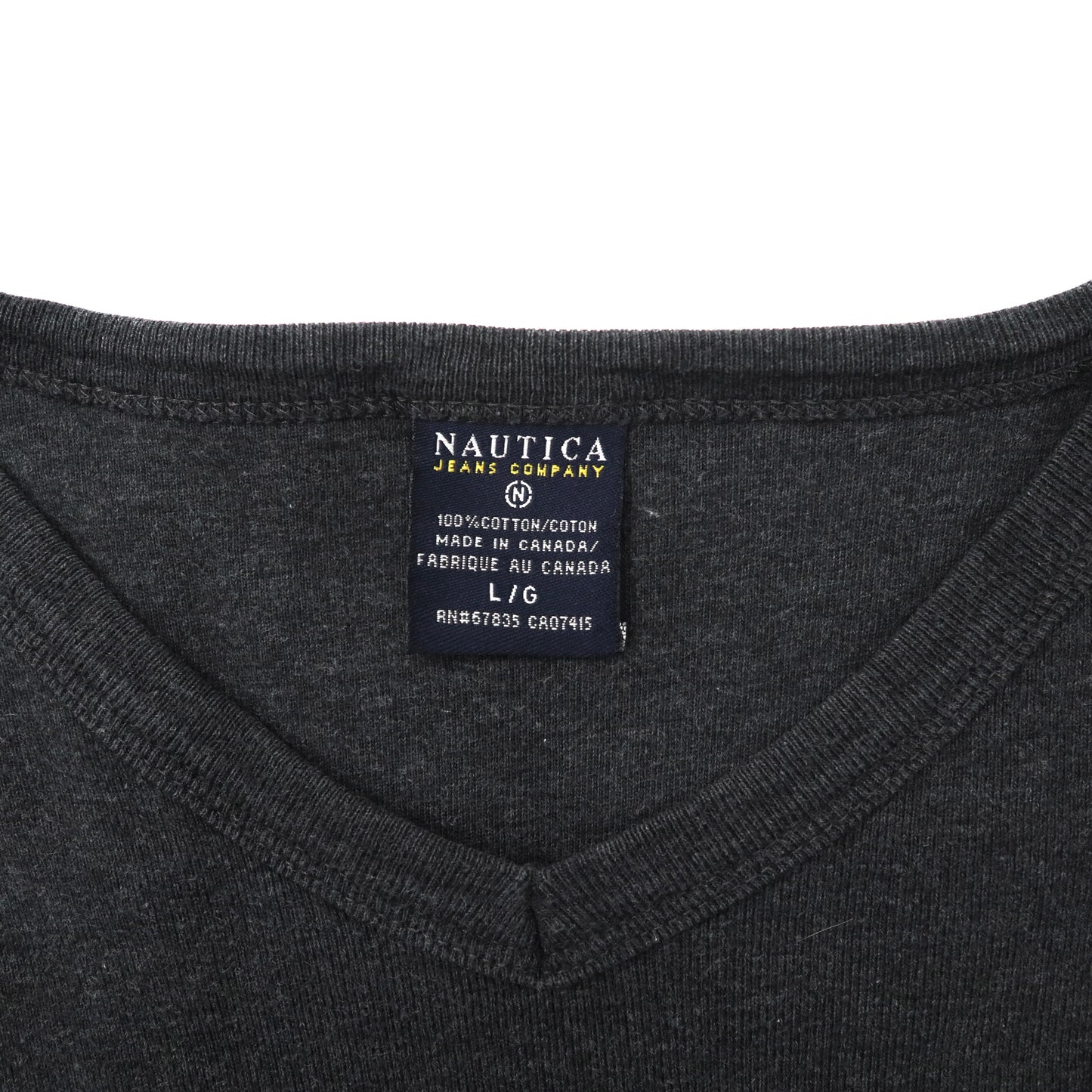 NAUTICA ビッグサイズ ロングスリーブTシャツ L グレー コットン ワンポイントロゴ刺繍 90年代 カナダ製