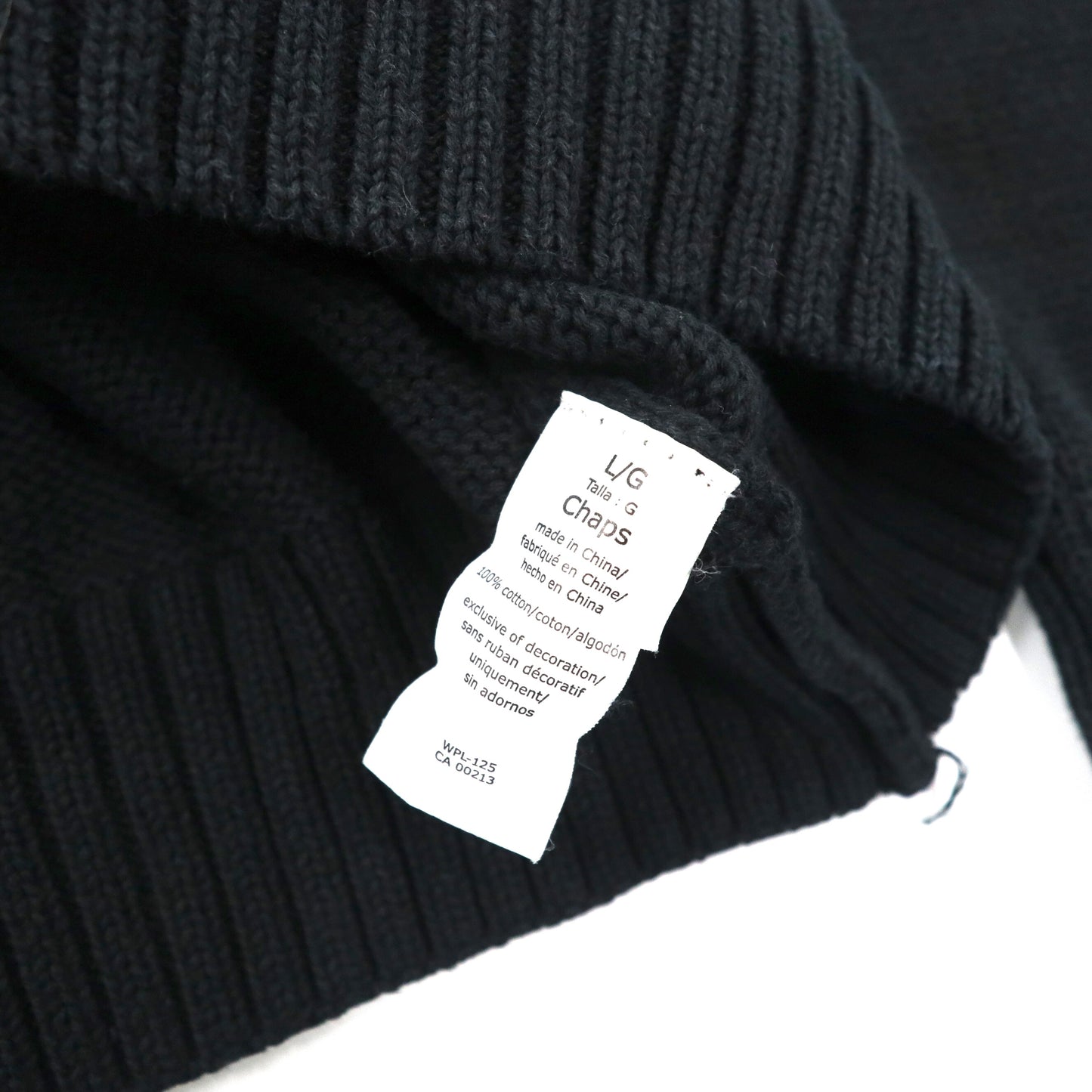 CHAPS ビッグサイズ クルーネック ニット セーター L ブラック コットン ワンポイントロゴ