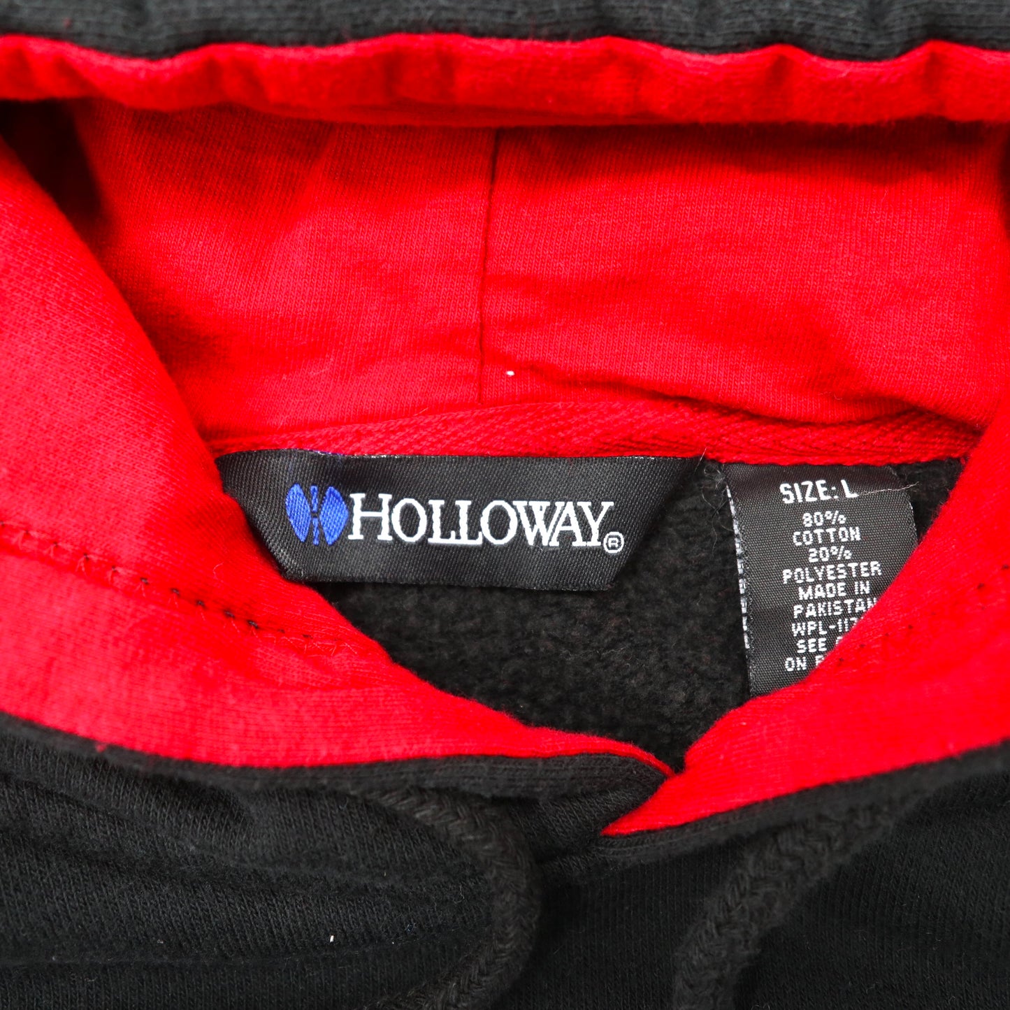 HOLLOWAY ビッグサイズ プルオーバー パーカー L ブラック レッド コットン 裏起毛 90年代
