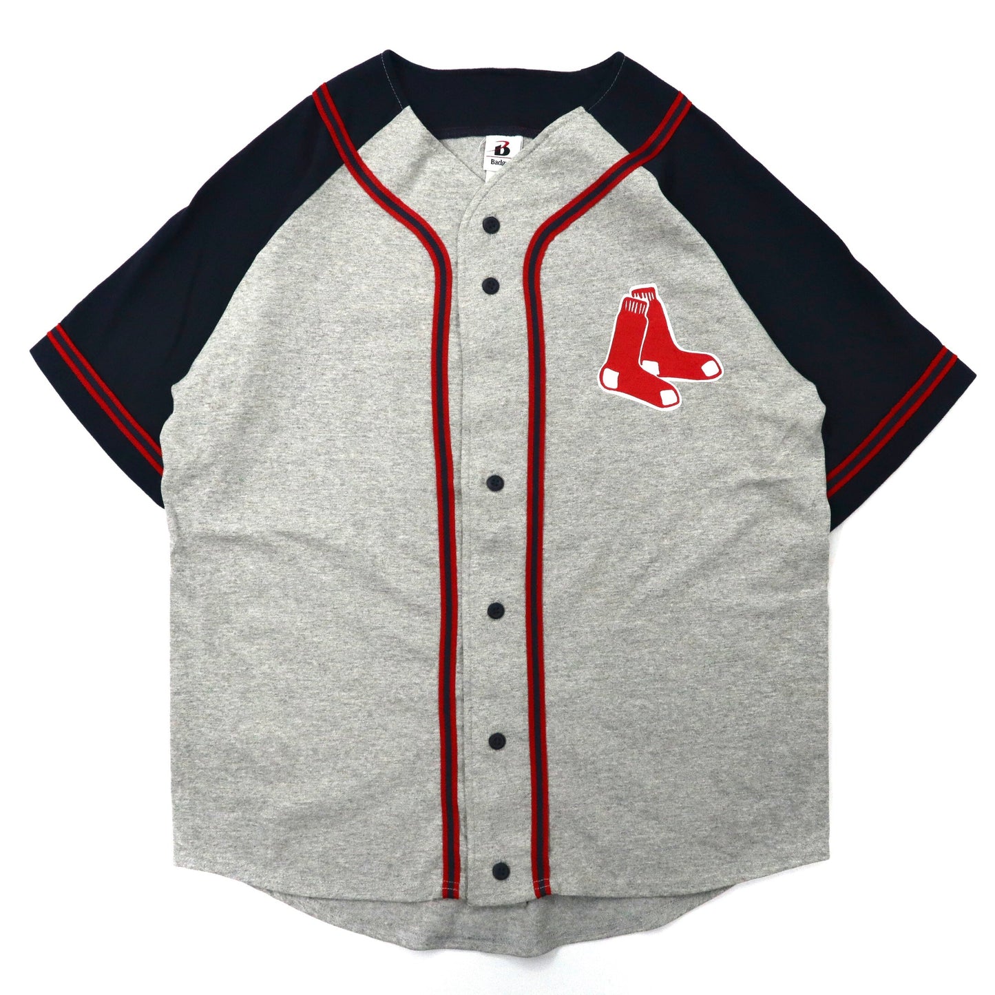 Badger Sport ベースボールシャツ L グレー コットン MLB RED SOX 90年代 メキシコ製