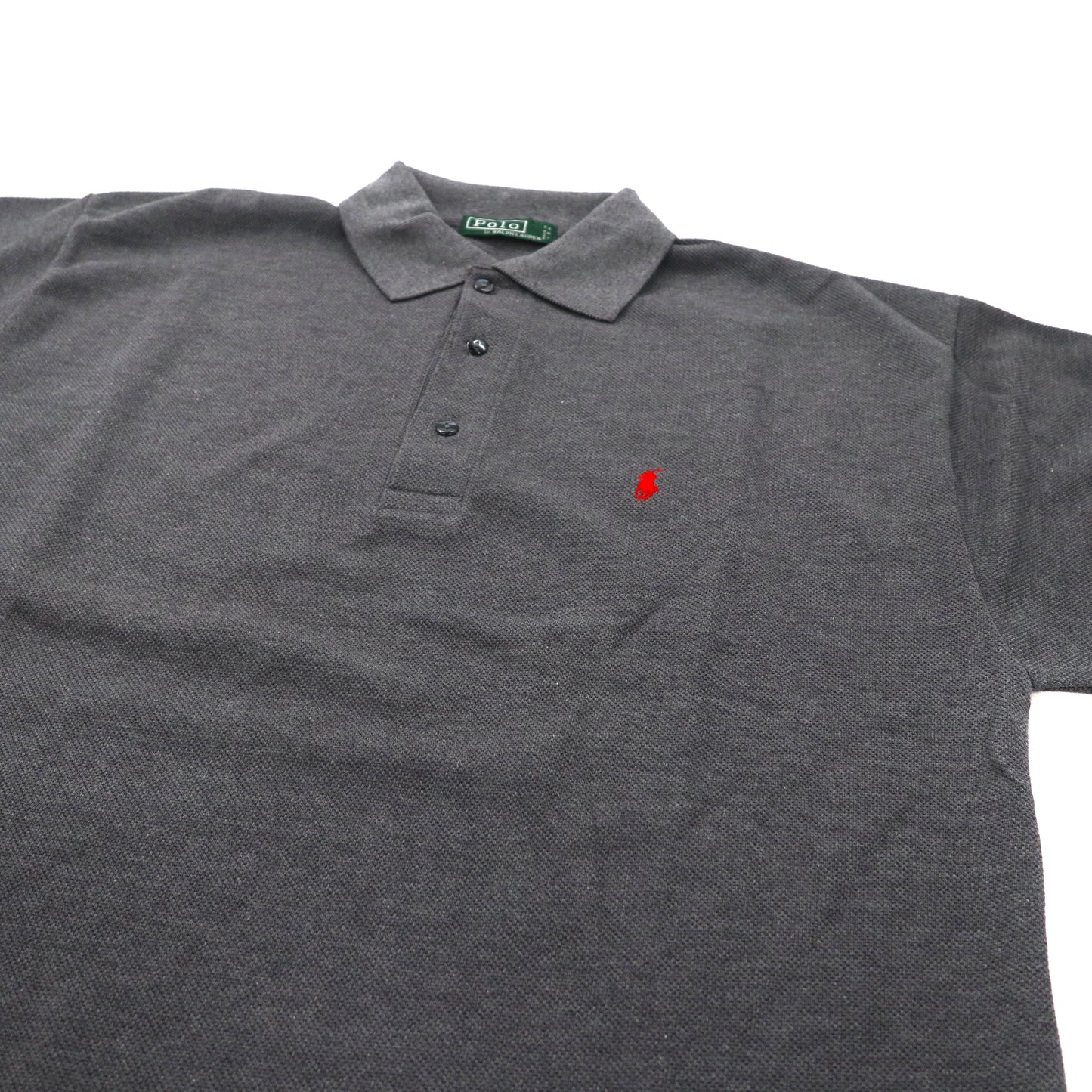 Polo by Ralph Lauren ビッグサイズ 長袖ポロシャツ XL グレー コットン 鹿の子 USA製