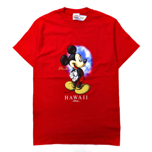 日本然リトテ-古着オンライン-The Disney Store ビッグサイズ ミッキーマウス プリントTシャツ M レッド コットン HAWAII 90年代 メキシコ製 未使用-