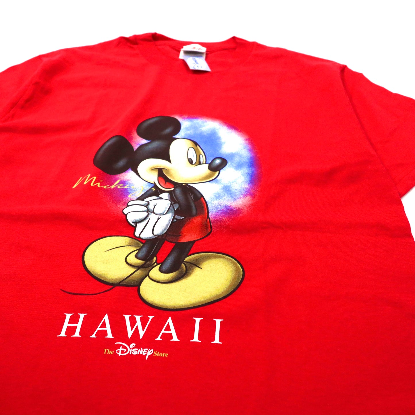 The Disney Store ビッグサイズ ミッキーマウス プリントTシャツ M レッド コットン HAWAII 90年代 メキシコ製 未使用