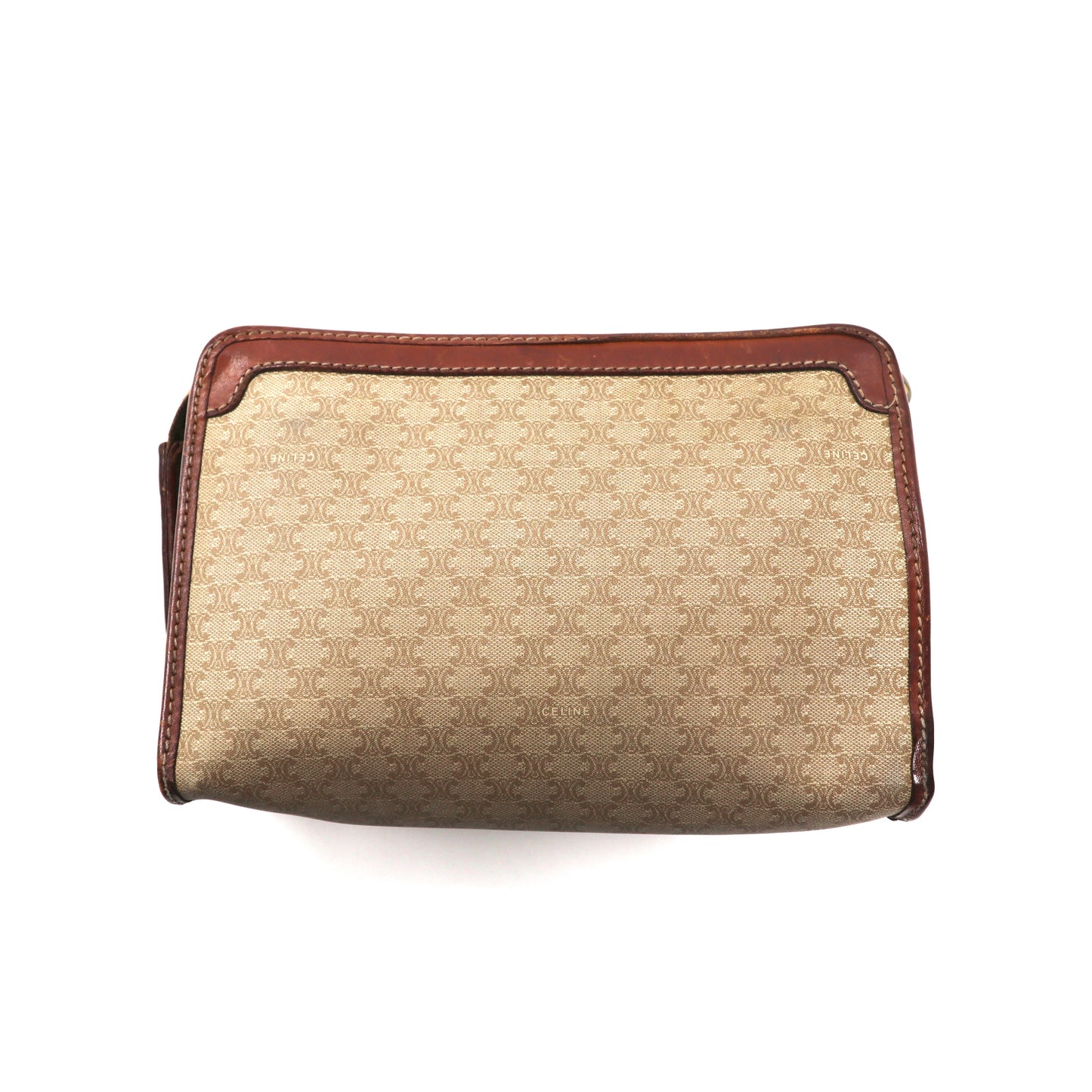 CELINE Clutch Bag Beige Leather Macadam Pattern M06 Made in Italy ...
