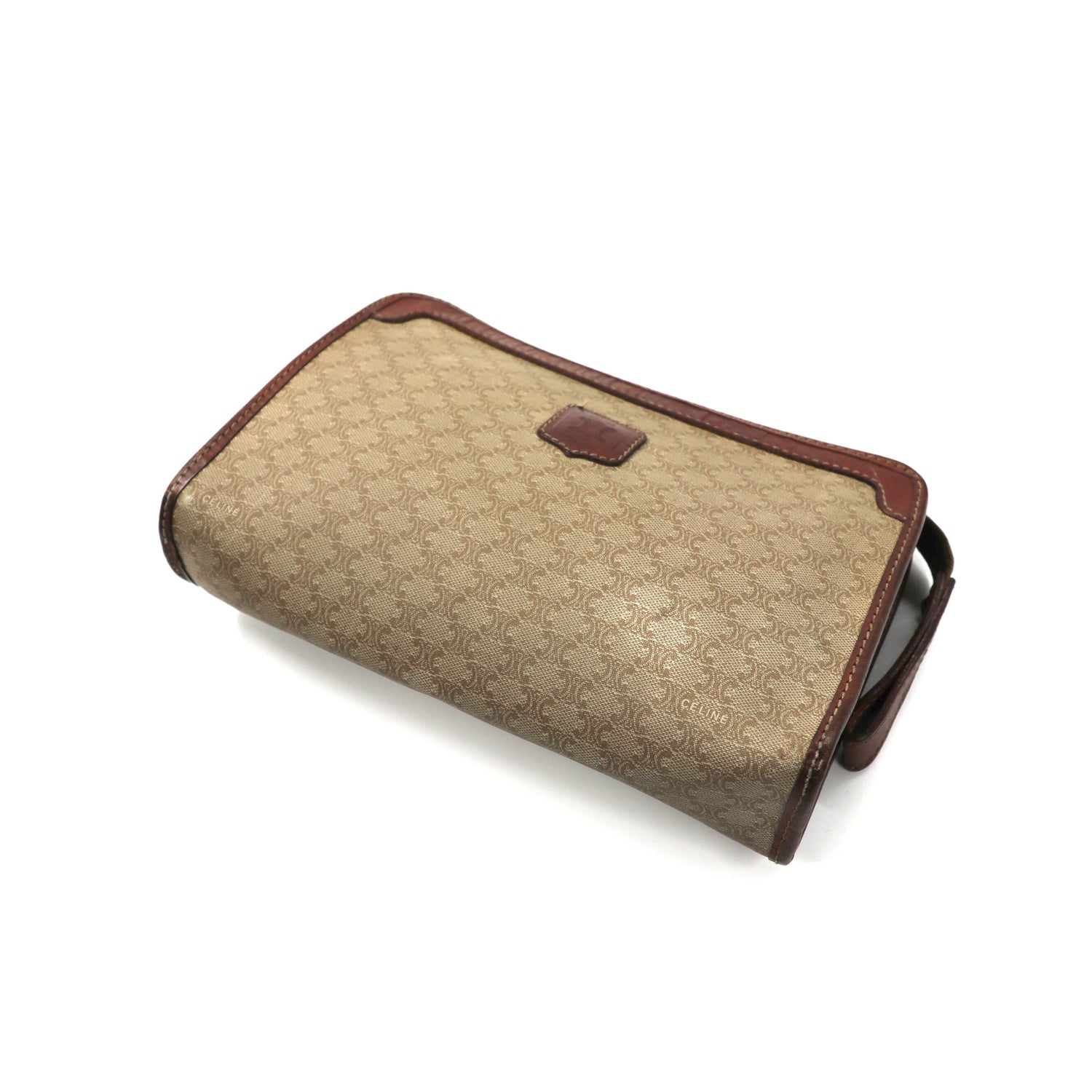 CELINE Clutch Bag Beige Leather Macadam Pattern M06 Made in Italy 