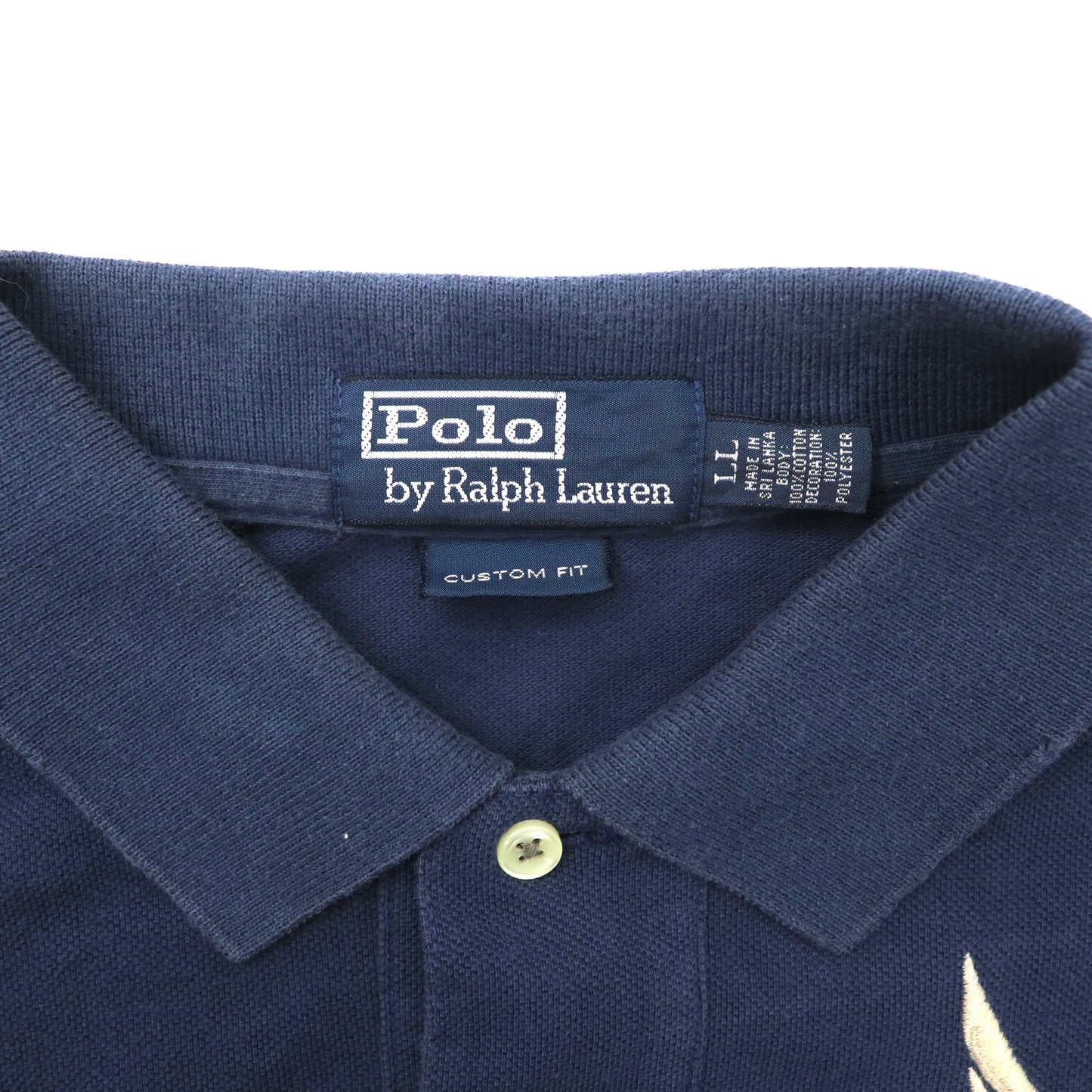Polo by Ralph Lauren ポロシャツ LL ネイビー コットン RL-784 ワシ 龍 スーベニア刺繍