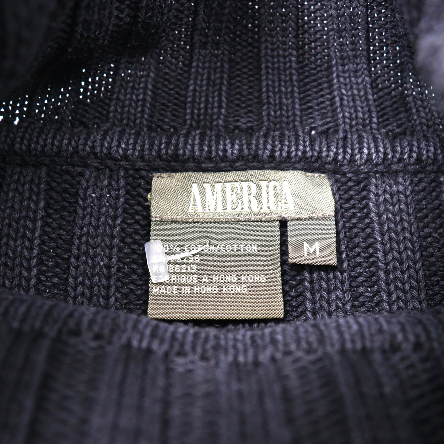 90s Turtleneck Rib Knit Sweater タートルネック リブニット セーター M グレー コットン AMERICA 90年代