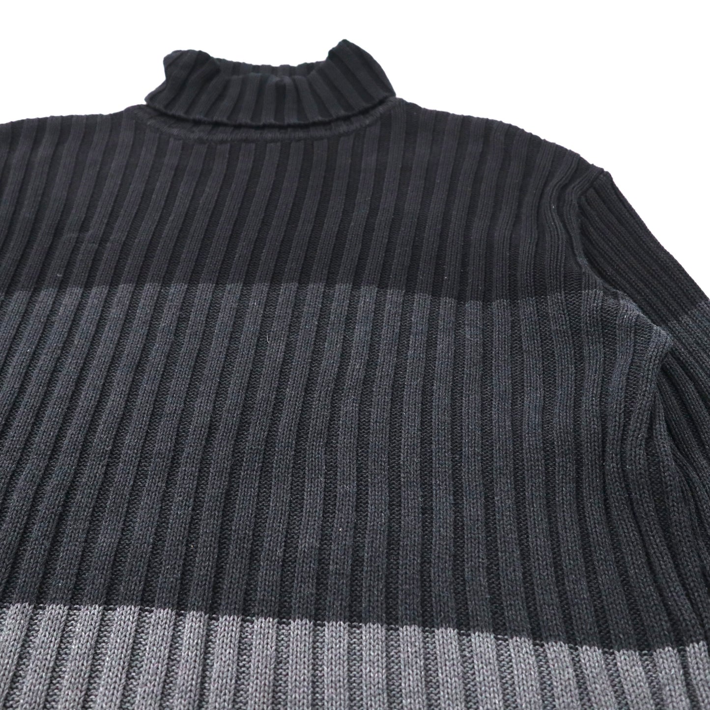 90s Turtleneck Rib Knit Sweater タートルネック リブニット セーター M グレー コットン AMERICA 90年代