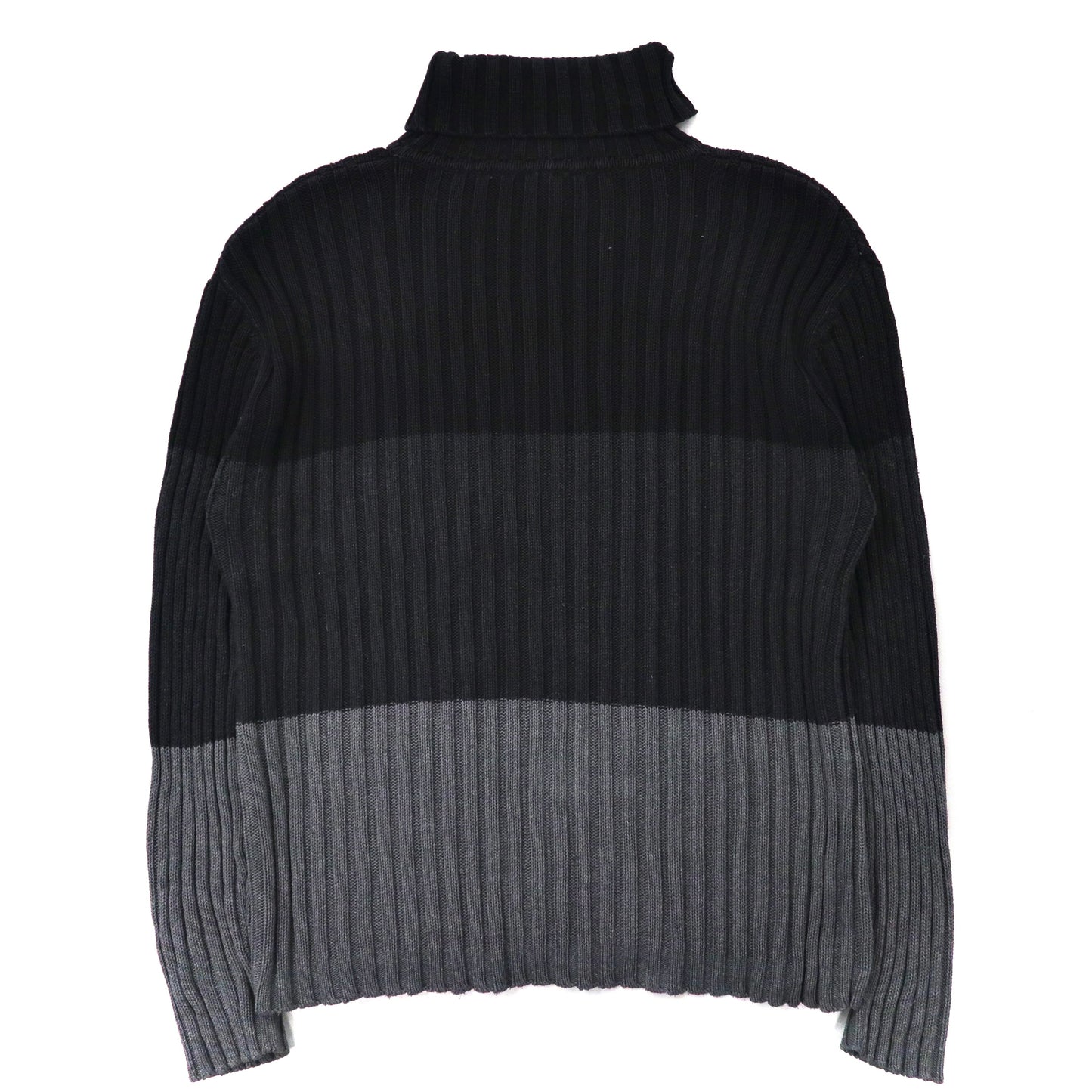 90s Turtleneck Rib Knit Sweater タートルネック リブニット セーター M グレー コットン AMERICA 90年代